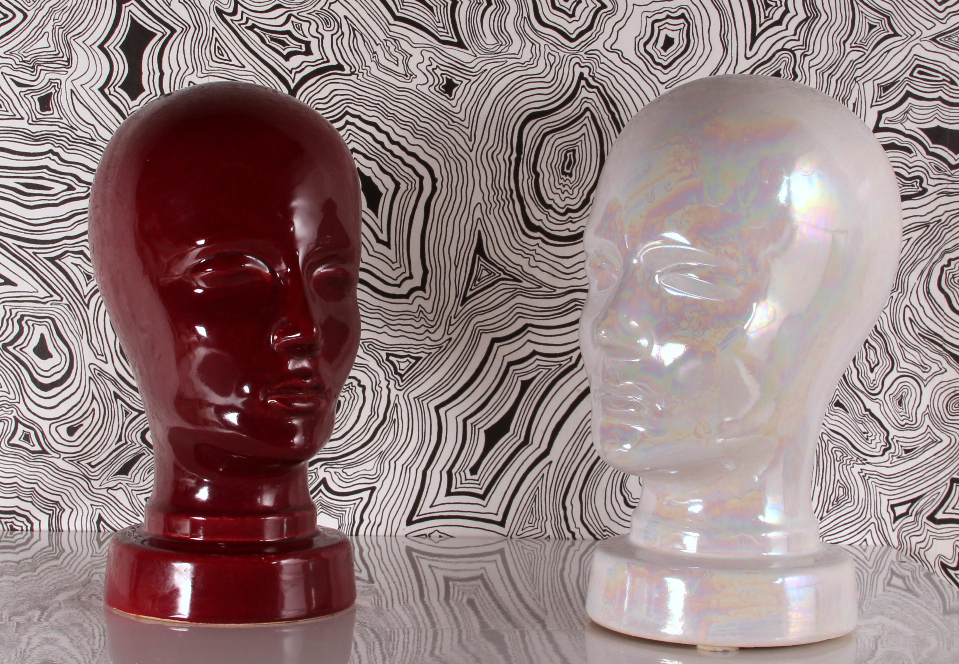 SET di 2 SCHEURICH West German Pottery Teste in ceramica bianca 1970s una: opalescente! in vendita 12