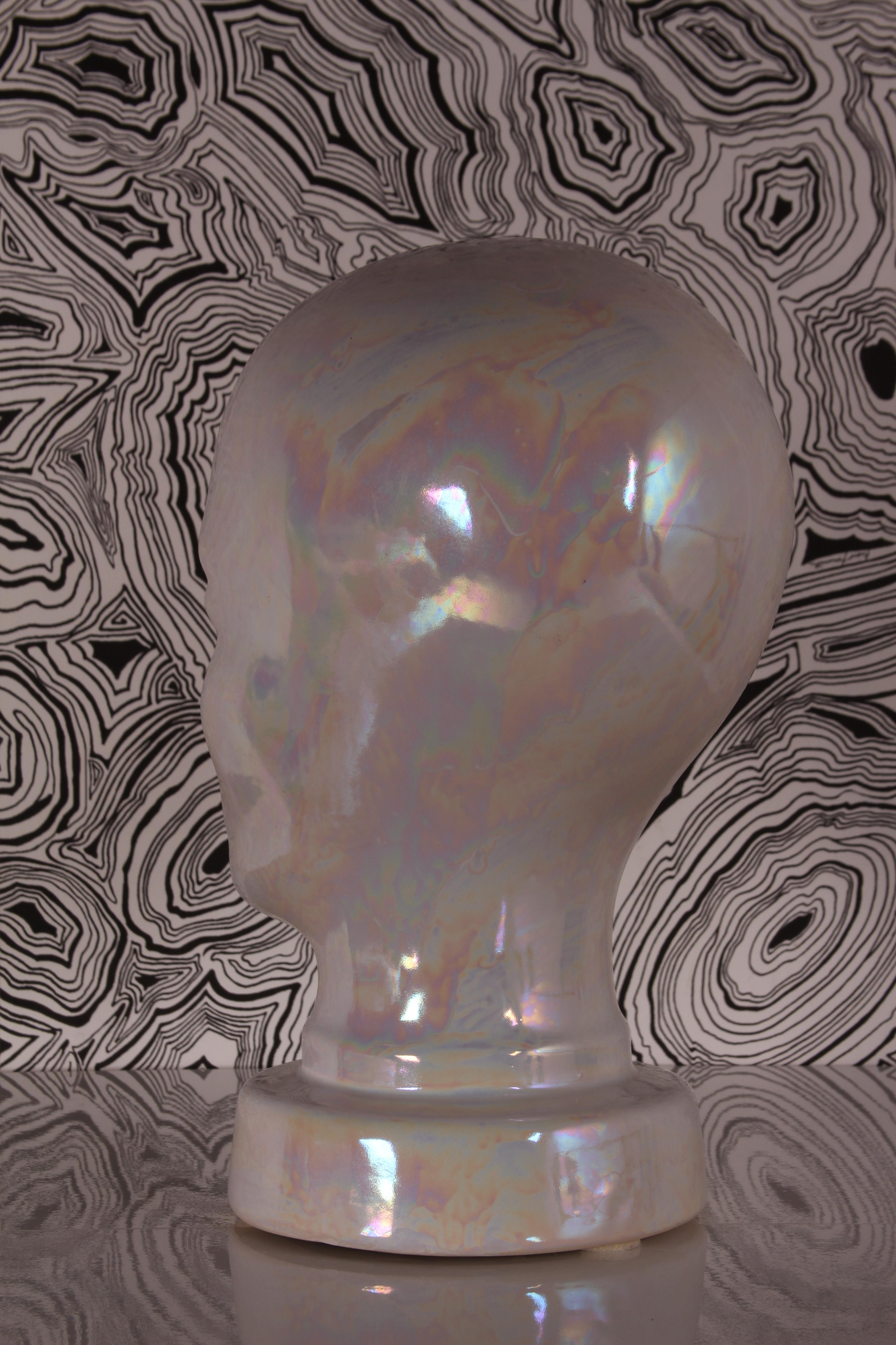 Tedesco SET di 2 SCHEURICH West German Pottery Teste in ceramica bianca 1970s una: opalescente! in vendita