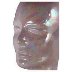 SET of 2 SCHEURICH Pottery West German Pottery White Ceramic Heads 1970s one:opalescent !
