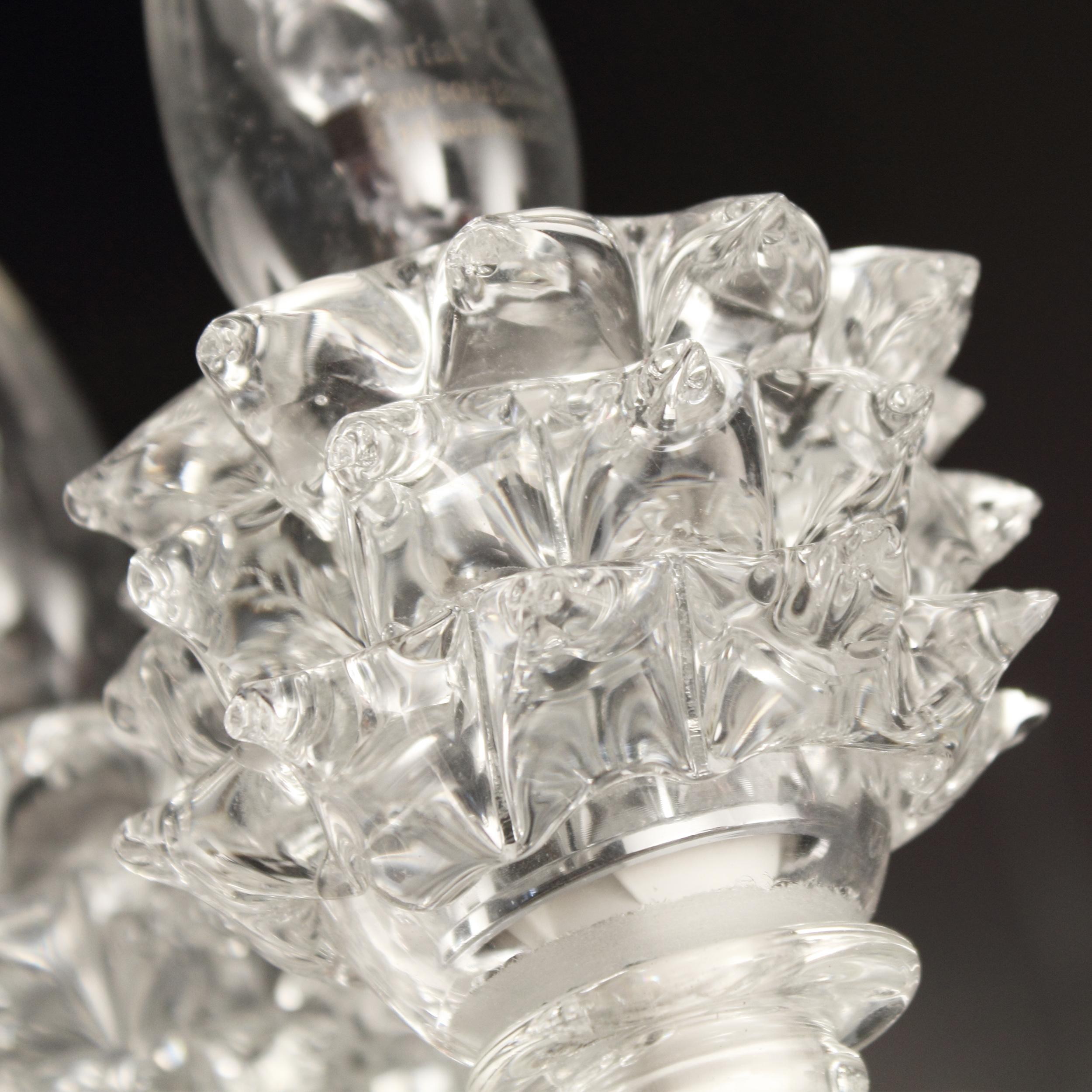 Set di 2 lampade a 2 bracci in vetro di Murano trasparente, tecnica Rostri trasparente di Multiforme In condizioni Nuovo in vendita a Trebaseleghe, IT