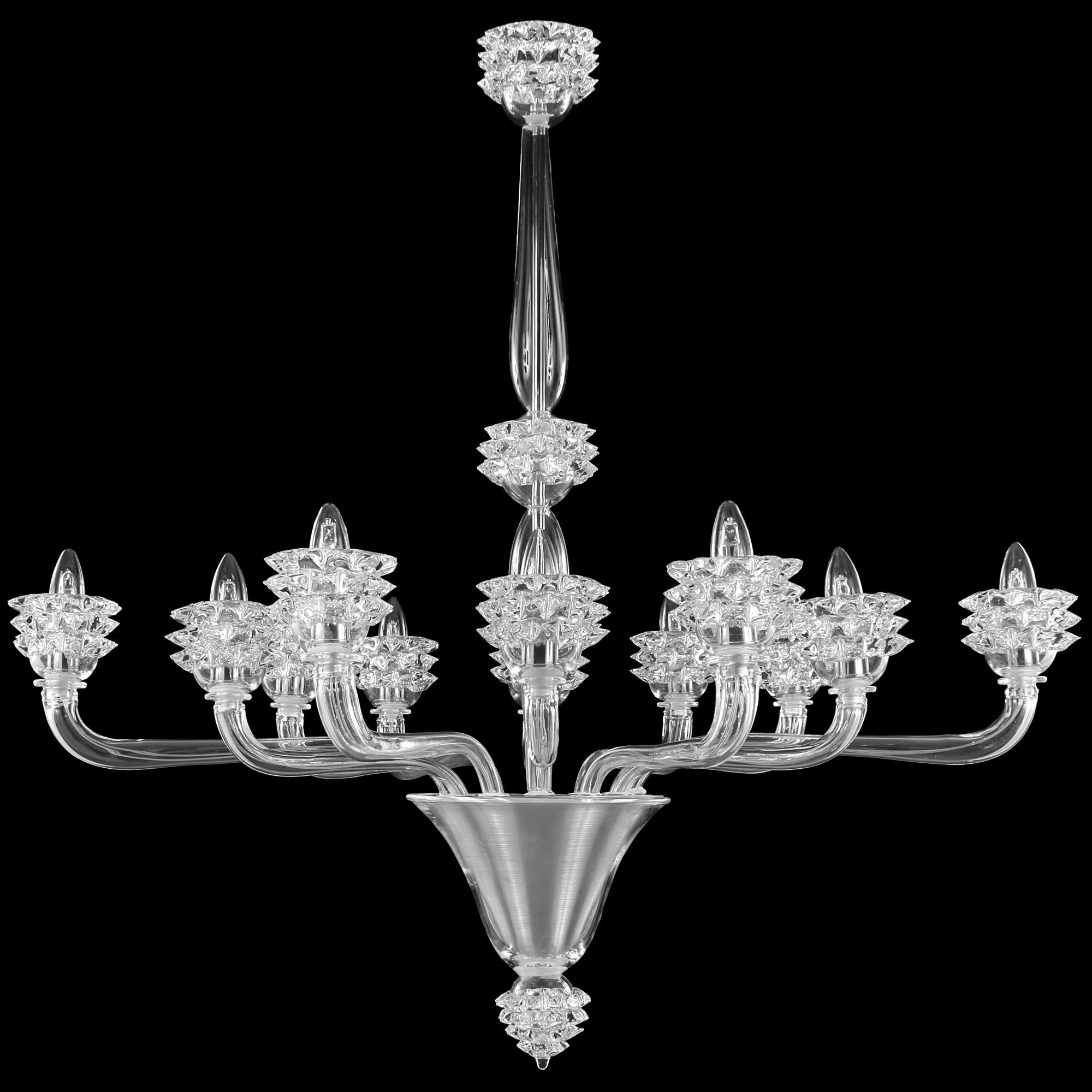 Set di 2 lampade a 2 bracci in vetro di Murano trasparente, tecnica Rostri trasparente di Multiforme in vendita 1