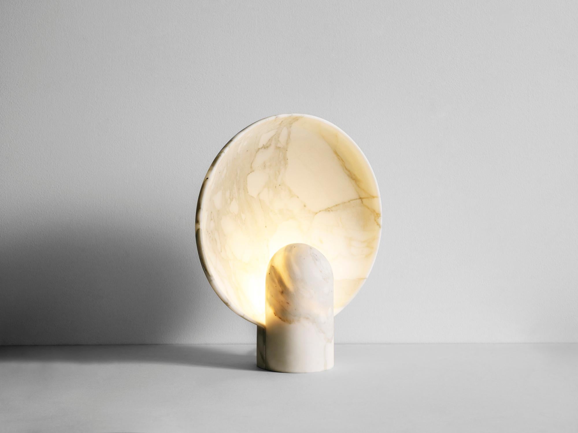 Contemporary Set of 2 Sculpted Calacatta Marble Lamps by Henry Wilson