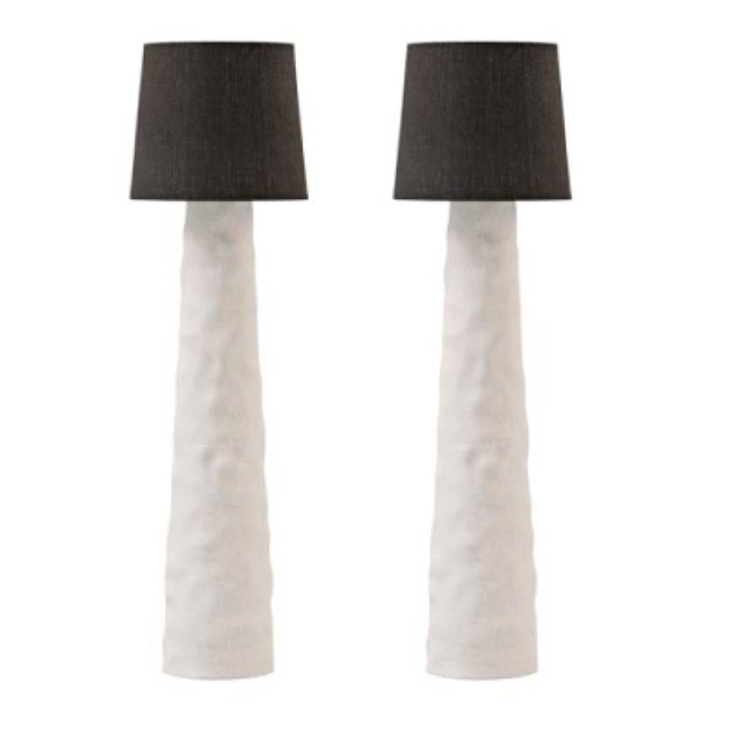 Set of 2 sculpted clay floor lamps by FAINA
Design: Victoriya Yakusha
Material: clay, wood (ash)
Dimensions: 170 x 50 x 50 cm
Weight: 63 kilos.

*All our lamps can be wired according to each country. If sold to the USA it will be wired for the