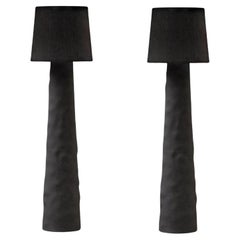 Set of 2 Sculpted Clay Floor Lamps by Faina