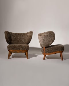 Set of 2 Sculptural Armchairs by Otto Schulz for Boet, Sweden, Circa 1930