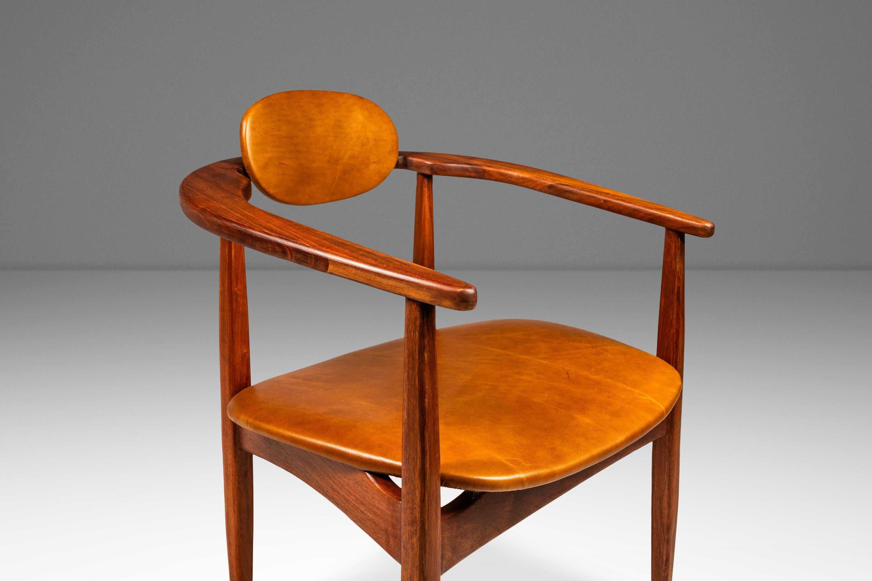 Set of 2 Sculptural Lounge Chairs, Leather & Walnut, Adrian Pearsall Style, 1960 For Sale 12