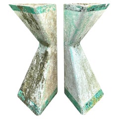 Juego de 2 macetas triangulares escultóricas de Willy Guhl, Suiza, años 60