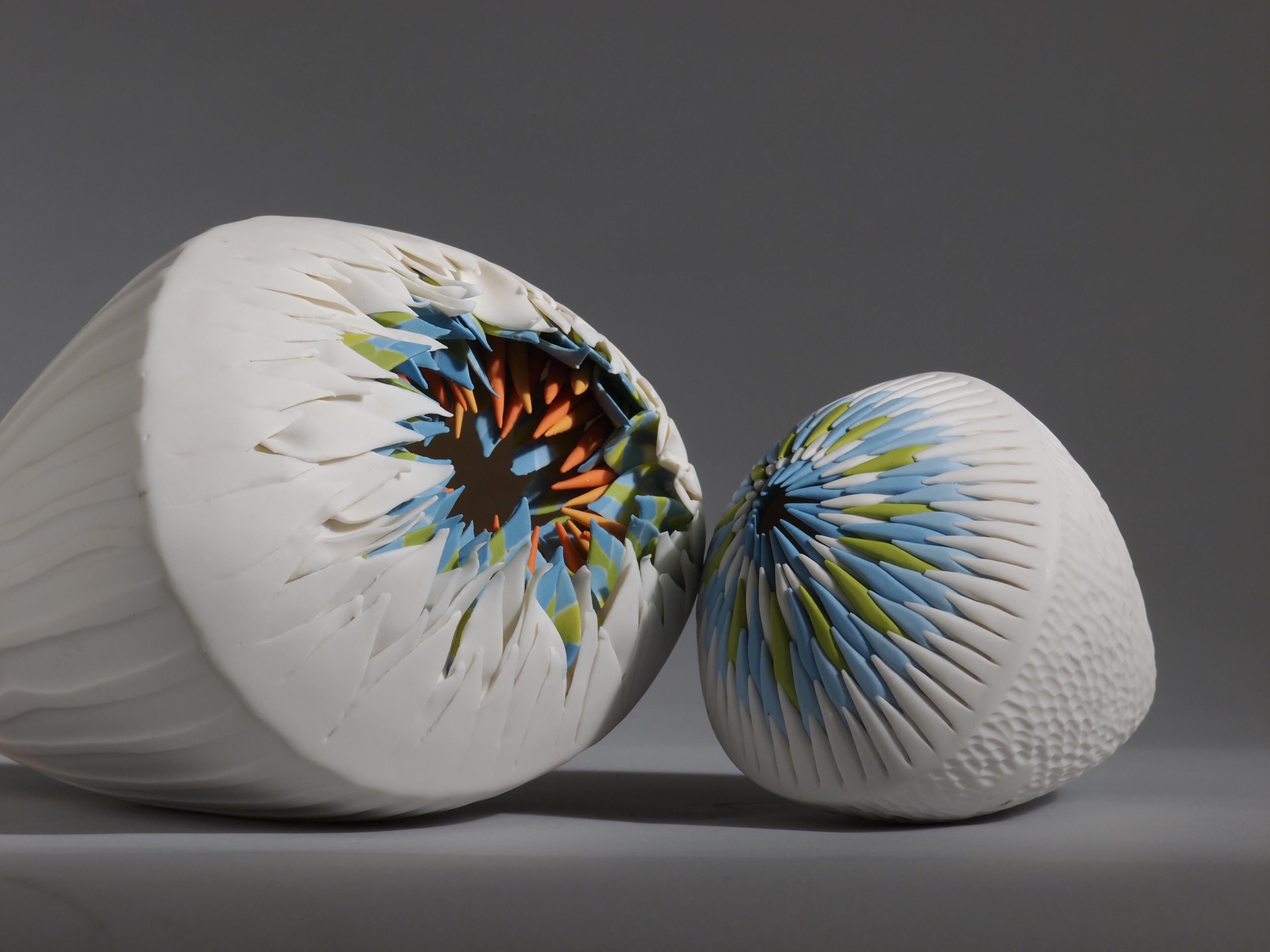 Italian Set of 2 Sea Urchins Porcelain Contemporary 21st Century Italy Unique For Sale