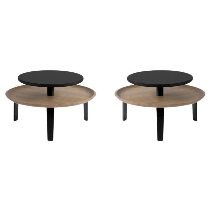 Set of 2, Secreto 60 Coffee Tables, Black, “Forville” by Colé Italia For Sale