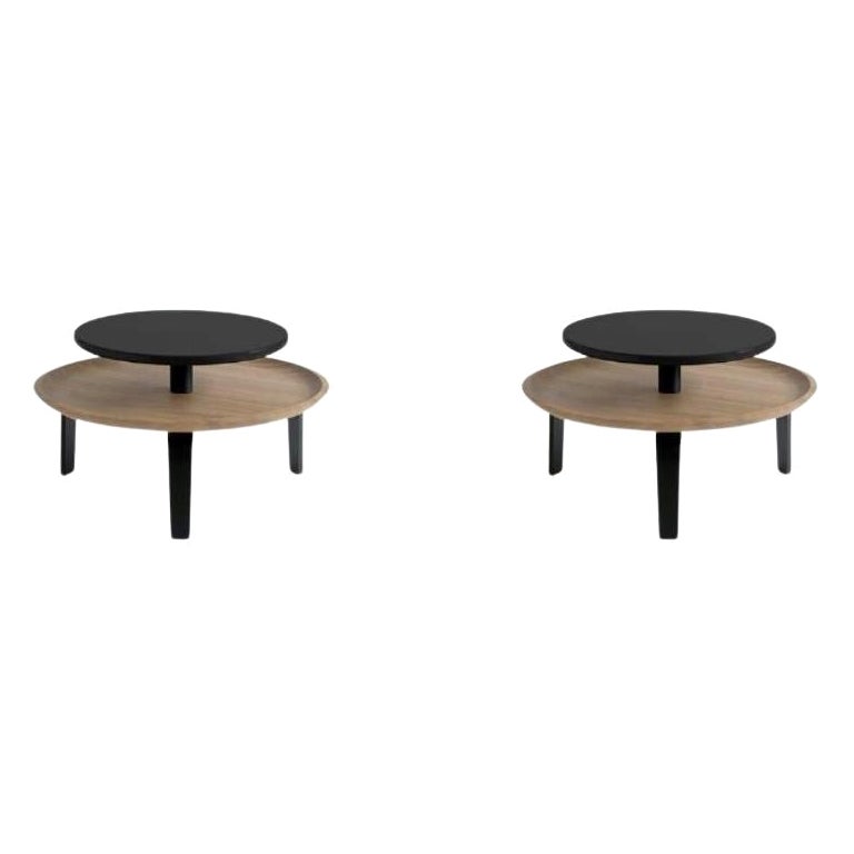 Ensemble de 2 tables basses Secreto 85, Black Forville de Colé Italia