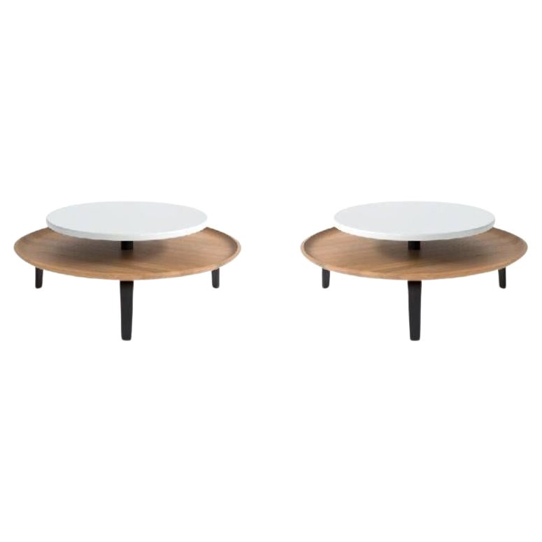 Lot de 2 tables basses Secreto 85, blanc, Nuit De Noel by Colé Italia en vente