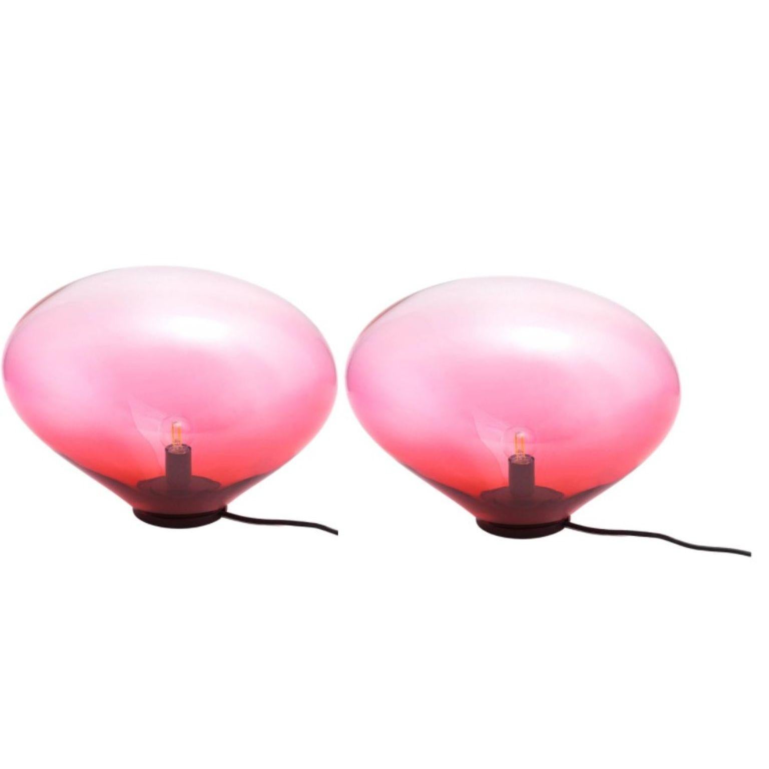 Set of 2 Sedna Brillant Ruby M Table Lamps by Eloa
No UL listed 
Material: glass, steel, silver, LED Bulb
Dimensions: D 25 x W 38 x H 28 cm
Also available in different colours and dimensions.

All our lamps can be wired according to each country. If