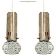 Set of 2 Seguso Glass Pendant Lamps by Gino Sarfatti for Arte
