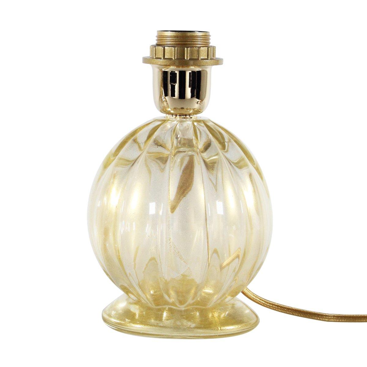 italien Ensemble de 2 lampes de bureau vintage en verre de Murano massives et nervurées d'or en vente