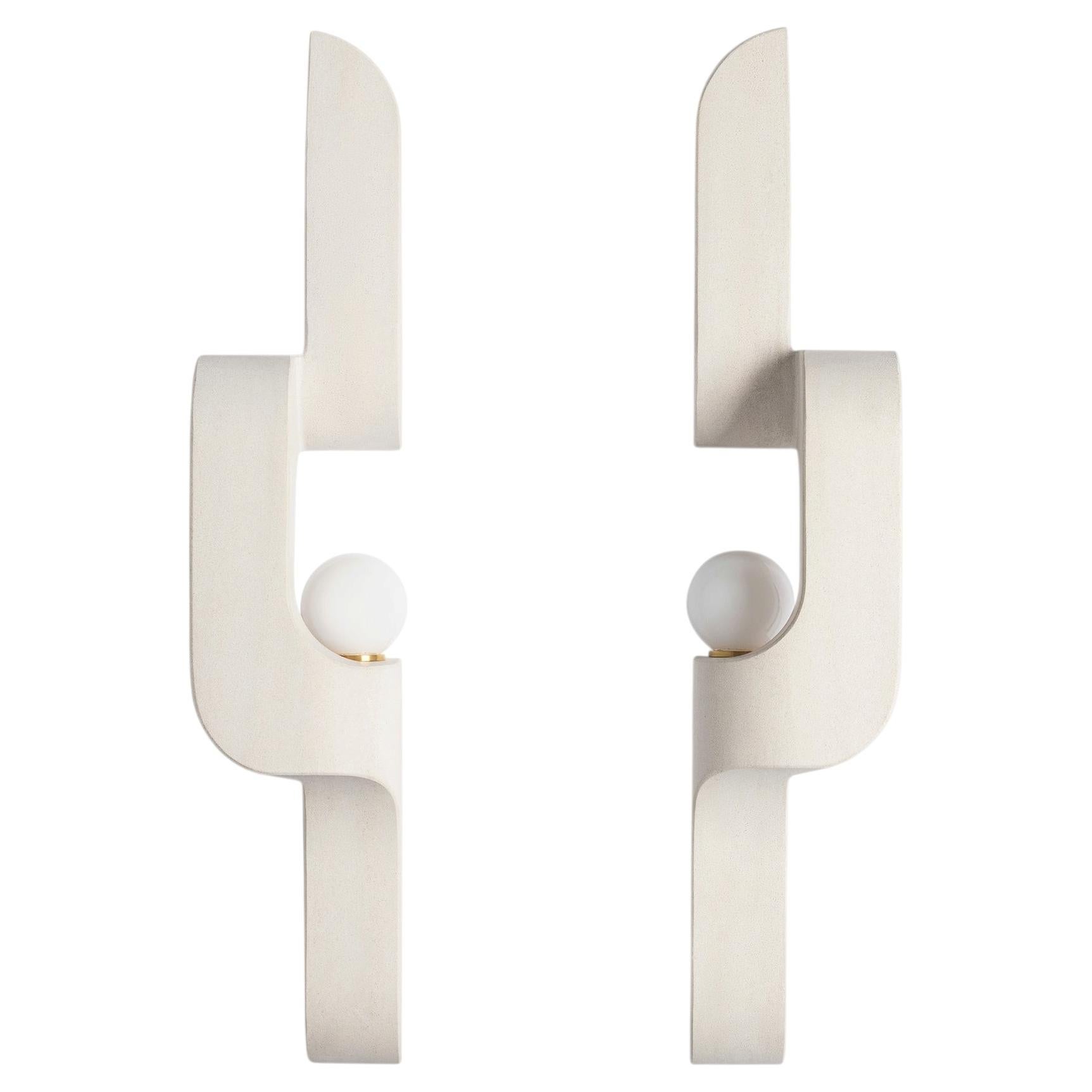 Set of 2 Serpentine Sconces in Saint Raphael Limestone by Farrah Sit