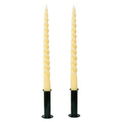 Set di 2 portacandele stile Memphis postmoderno in metallo, anni '80