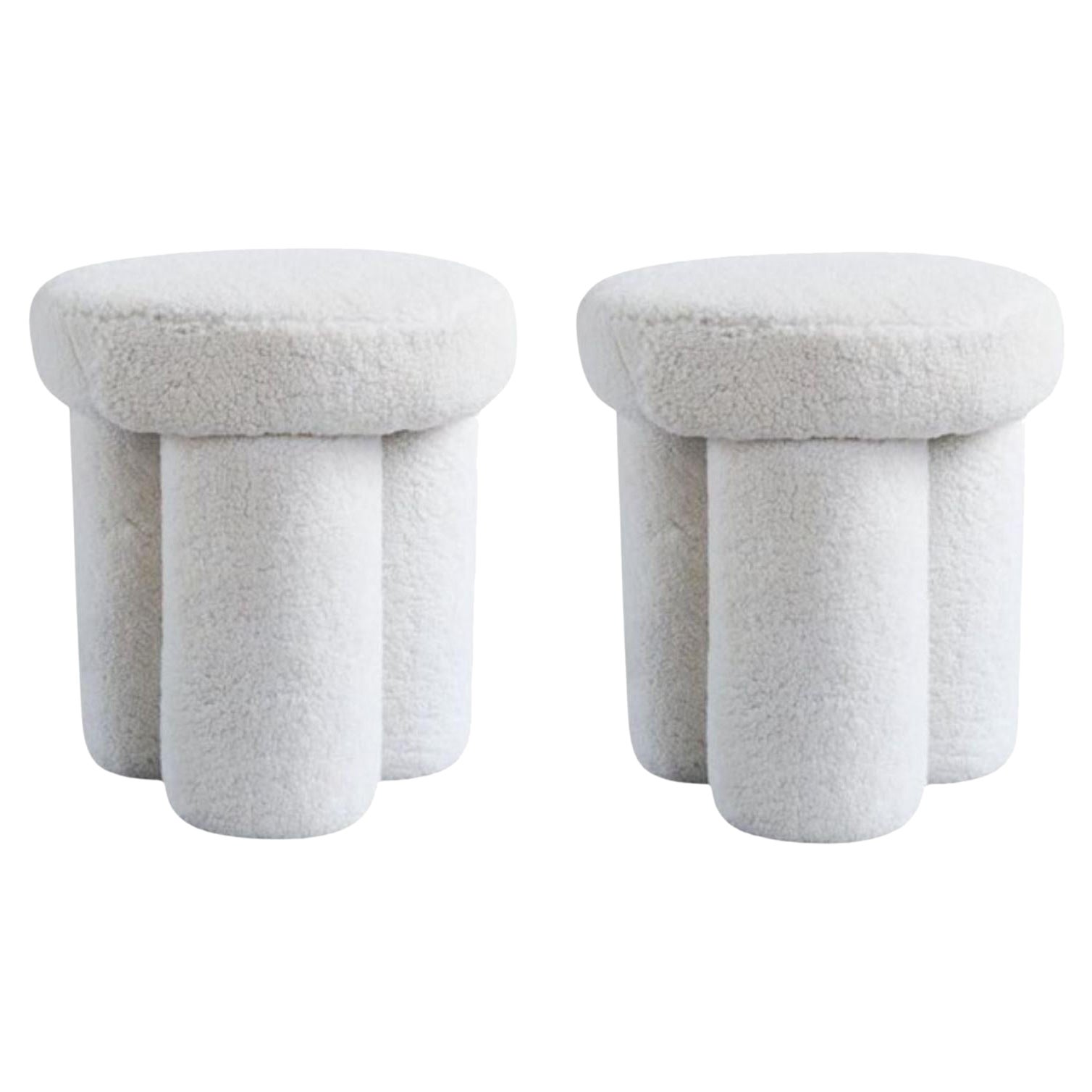 Set of 2 Sheepskin Big Foot Stools by 101 Copenhagen