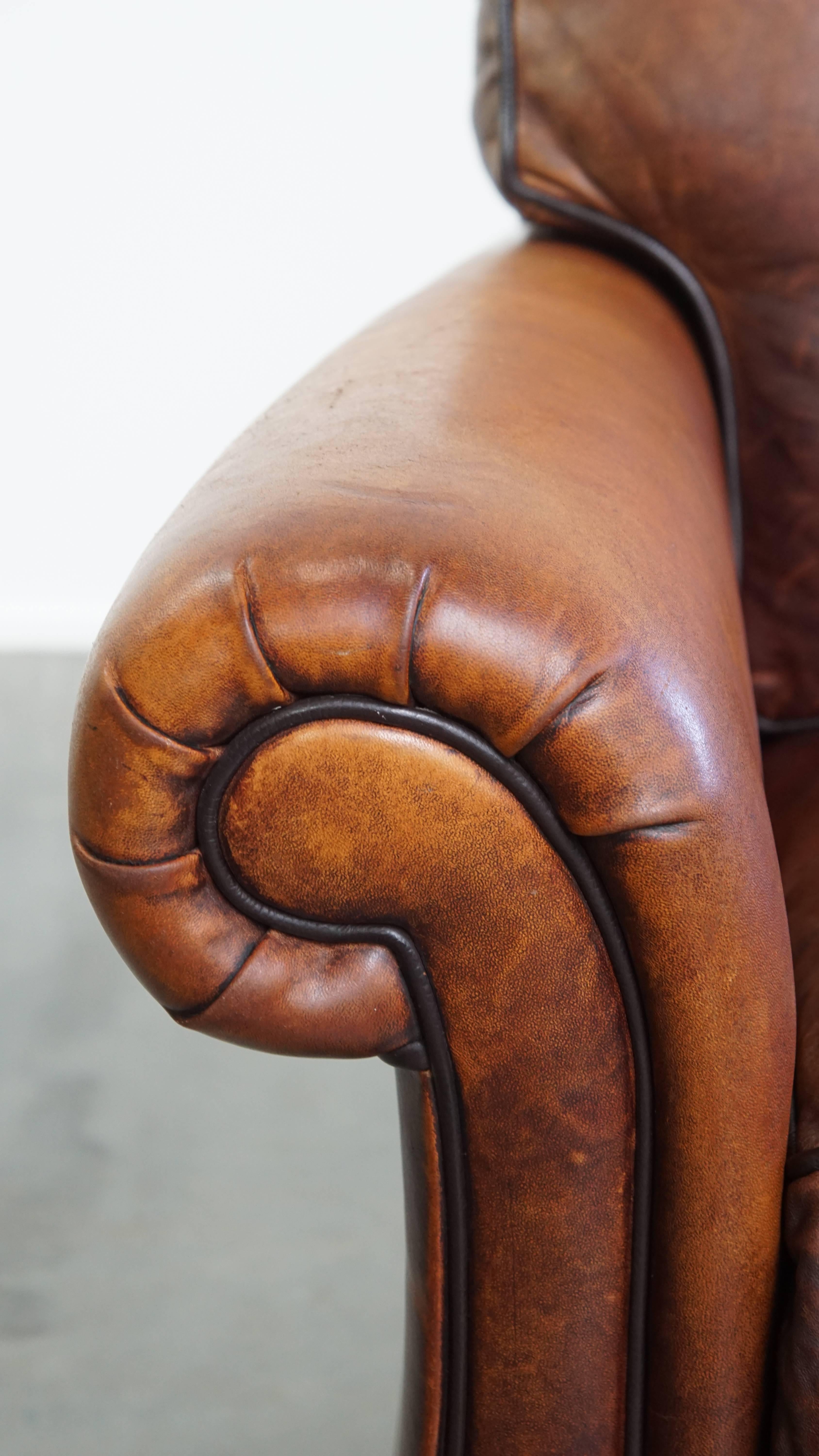 Set of 2 sheepskin leather armchair in English style en venta 4