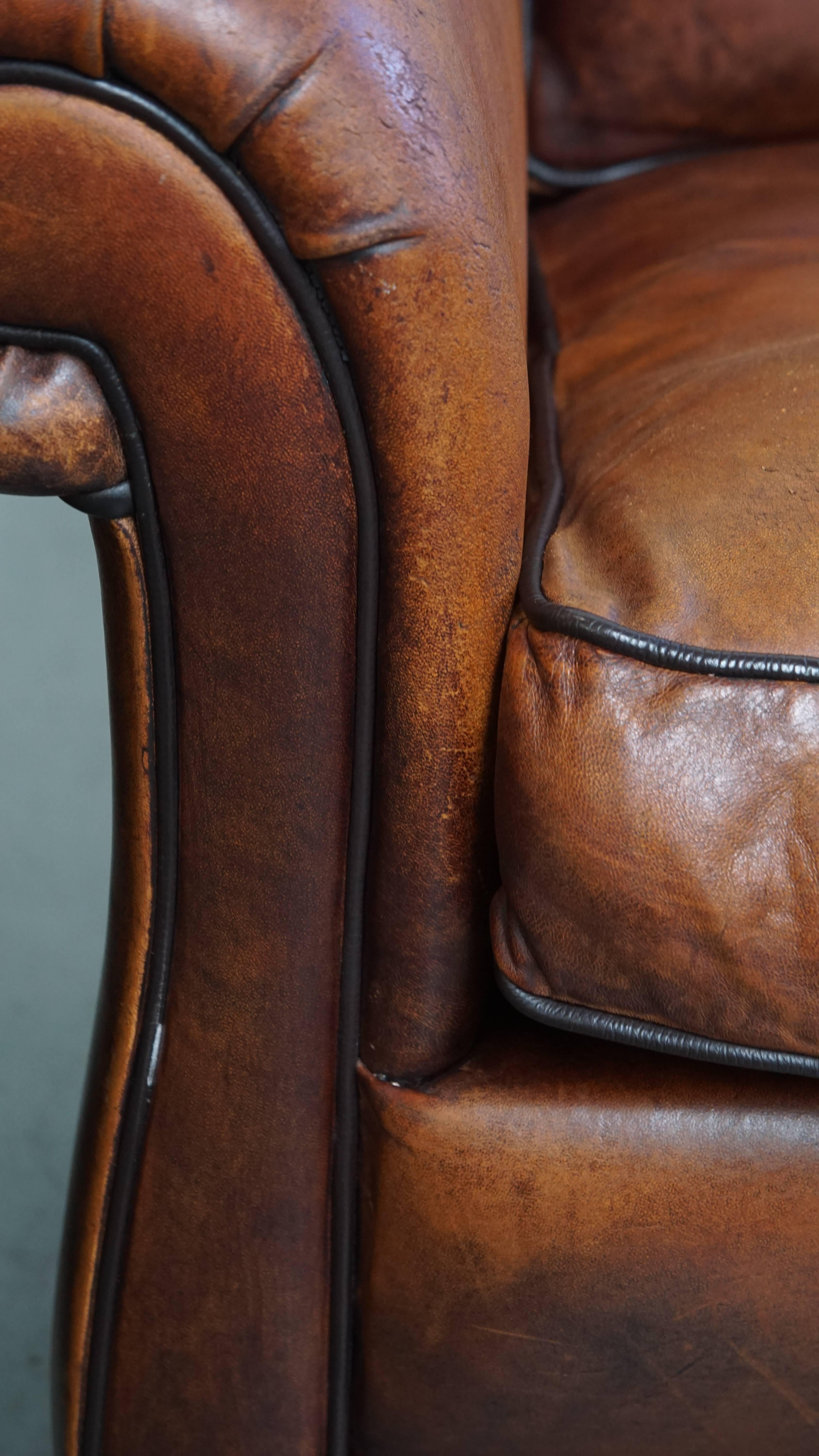 Set of 2 sheepskin leather armchair in English style en venta 6