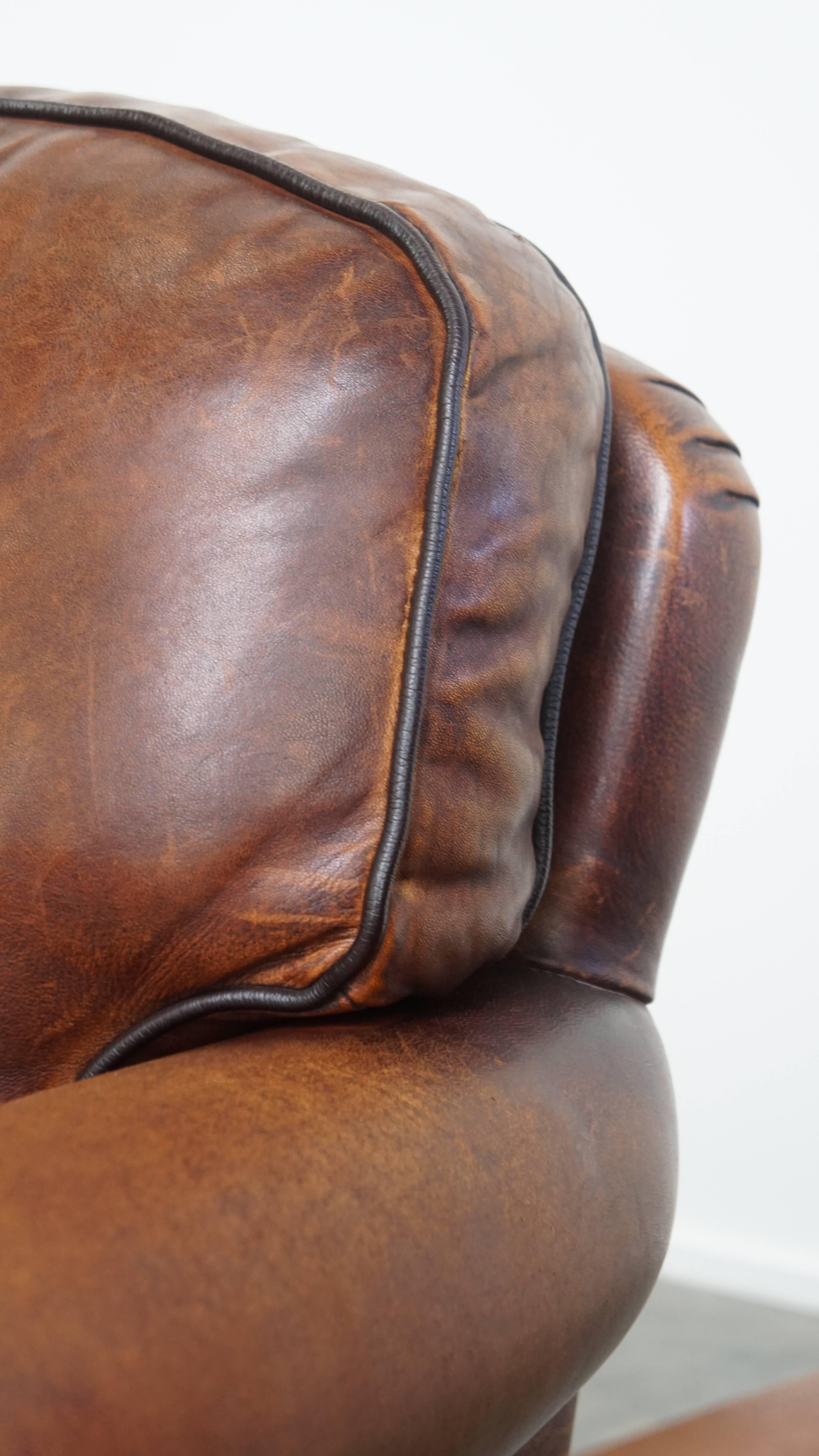 Set of 2 sheepskin leather armchair in English style en venta 7