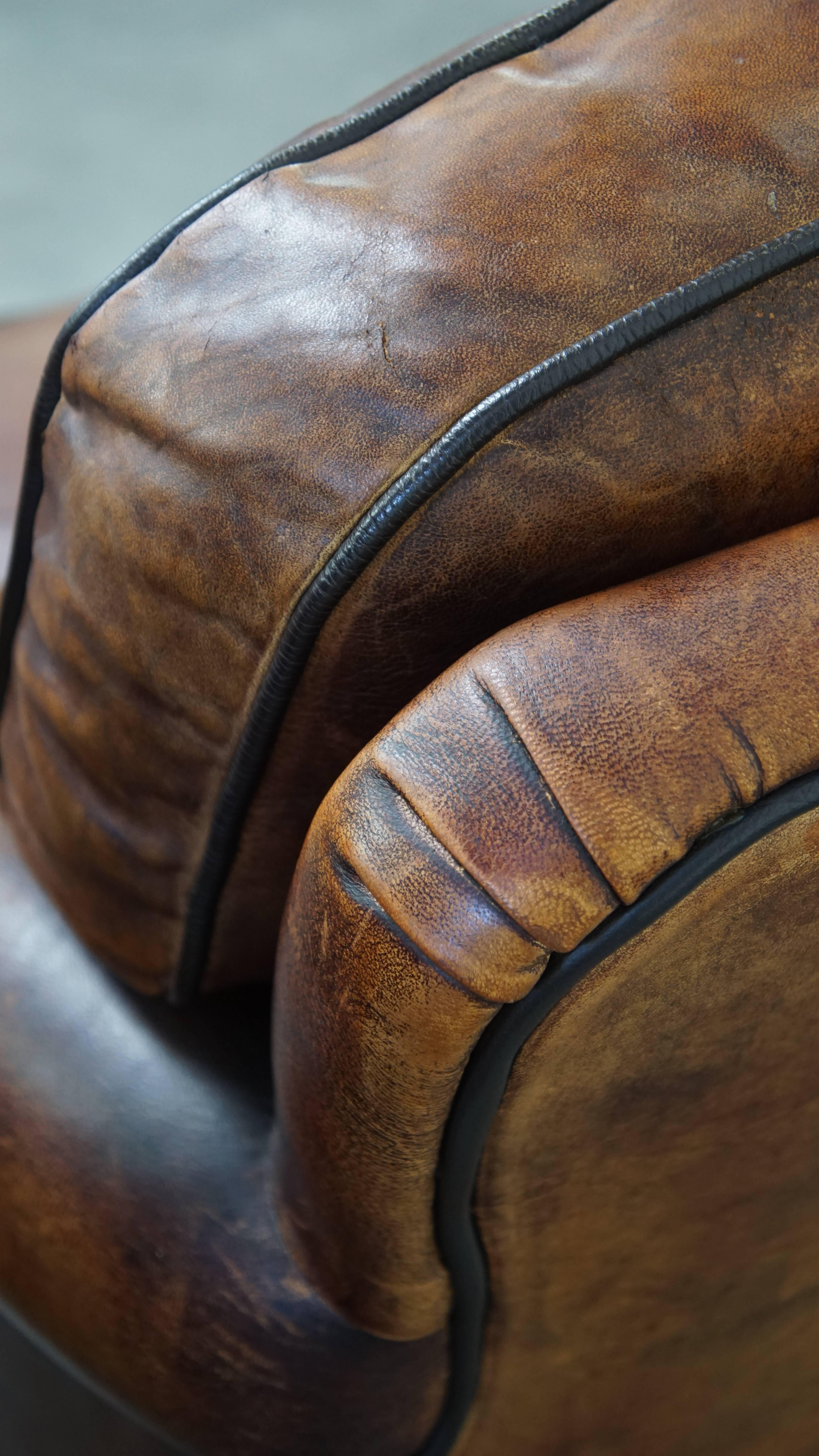 Set of 2 sheepskin leather armchair in English style en venta 10