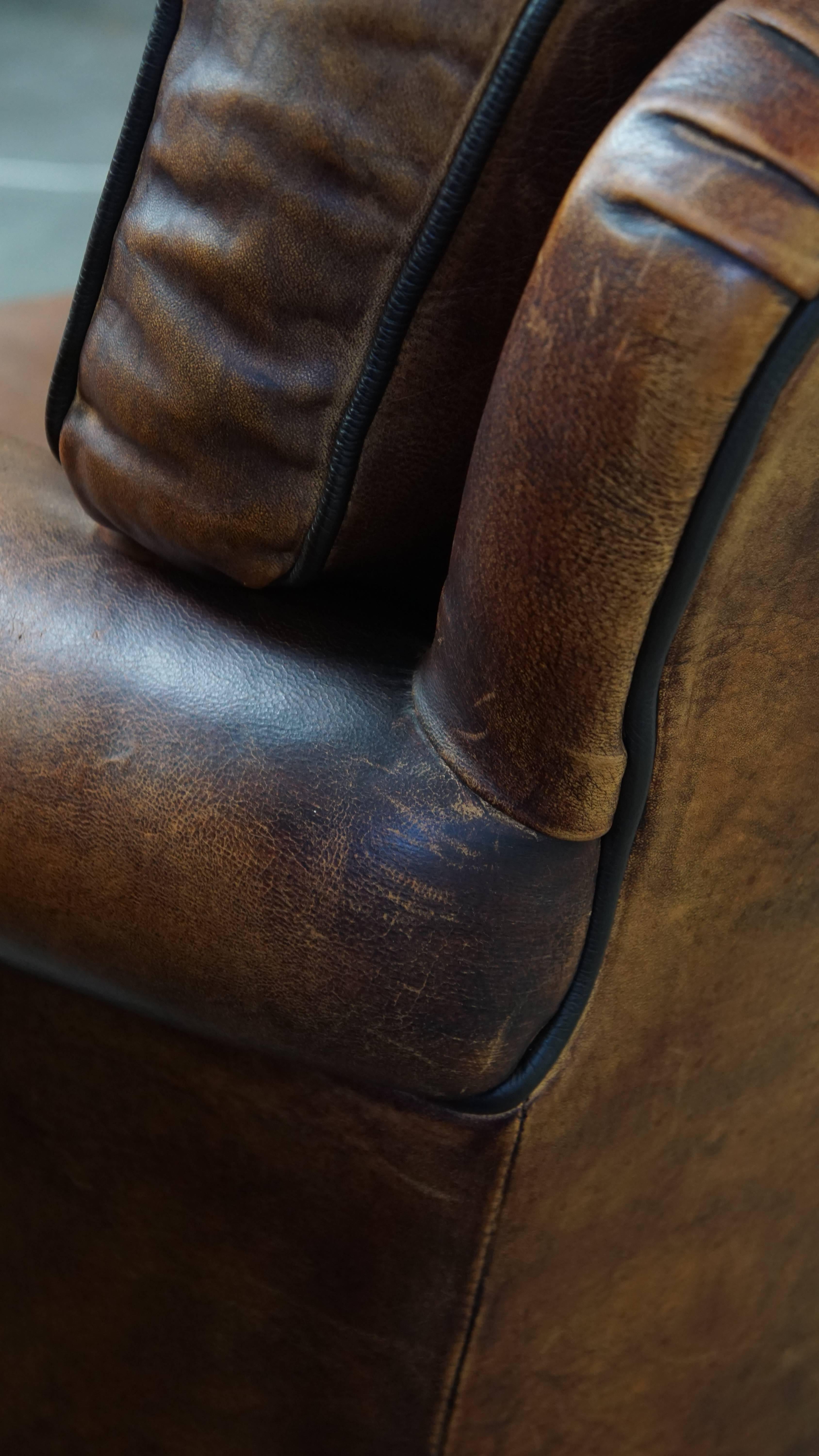 Set of 2 sheepskin leather armchair in English style en venta 11
