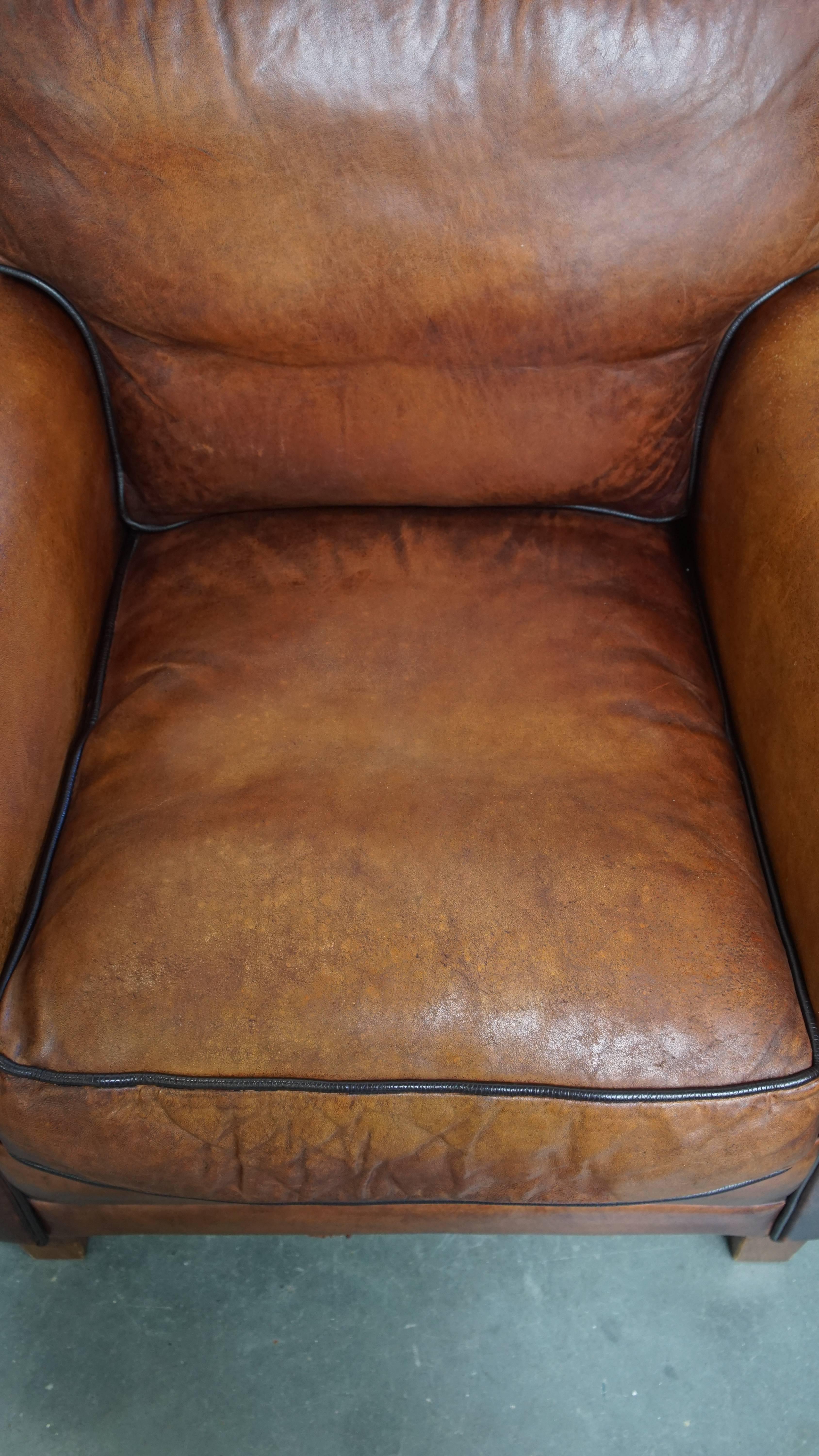 Set of 2 sheepskin leather armchair in English style Siglo XXI y contemporáneo en venta