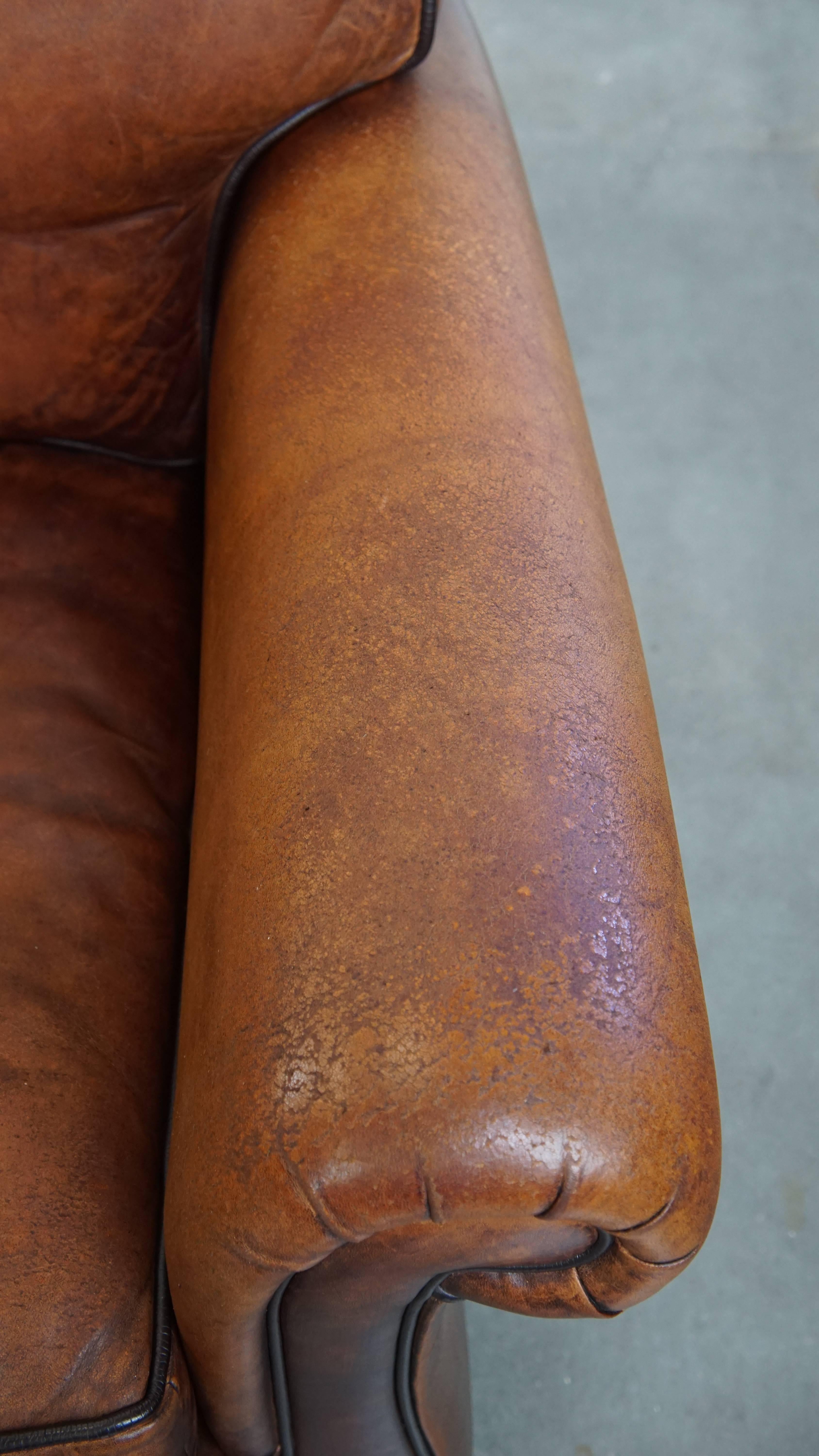 Set of 2 sheepskin leather armchair in English style en venta 2