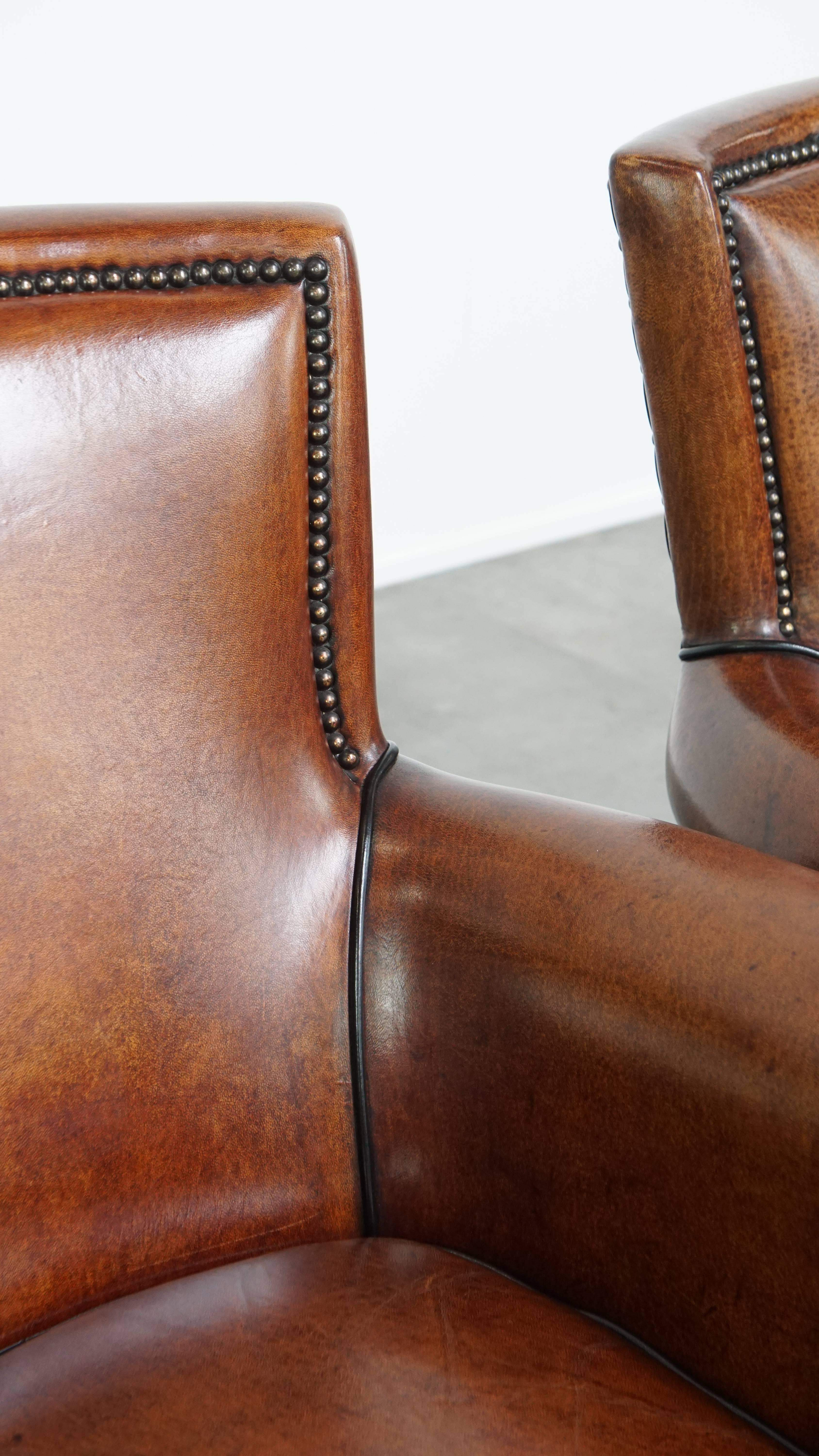 Ensemble de 2 fauteuils en cuir de mouton en vente 5