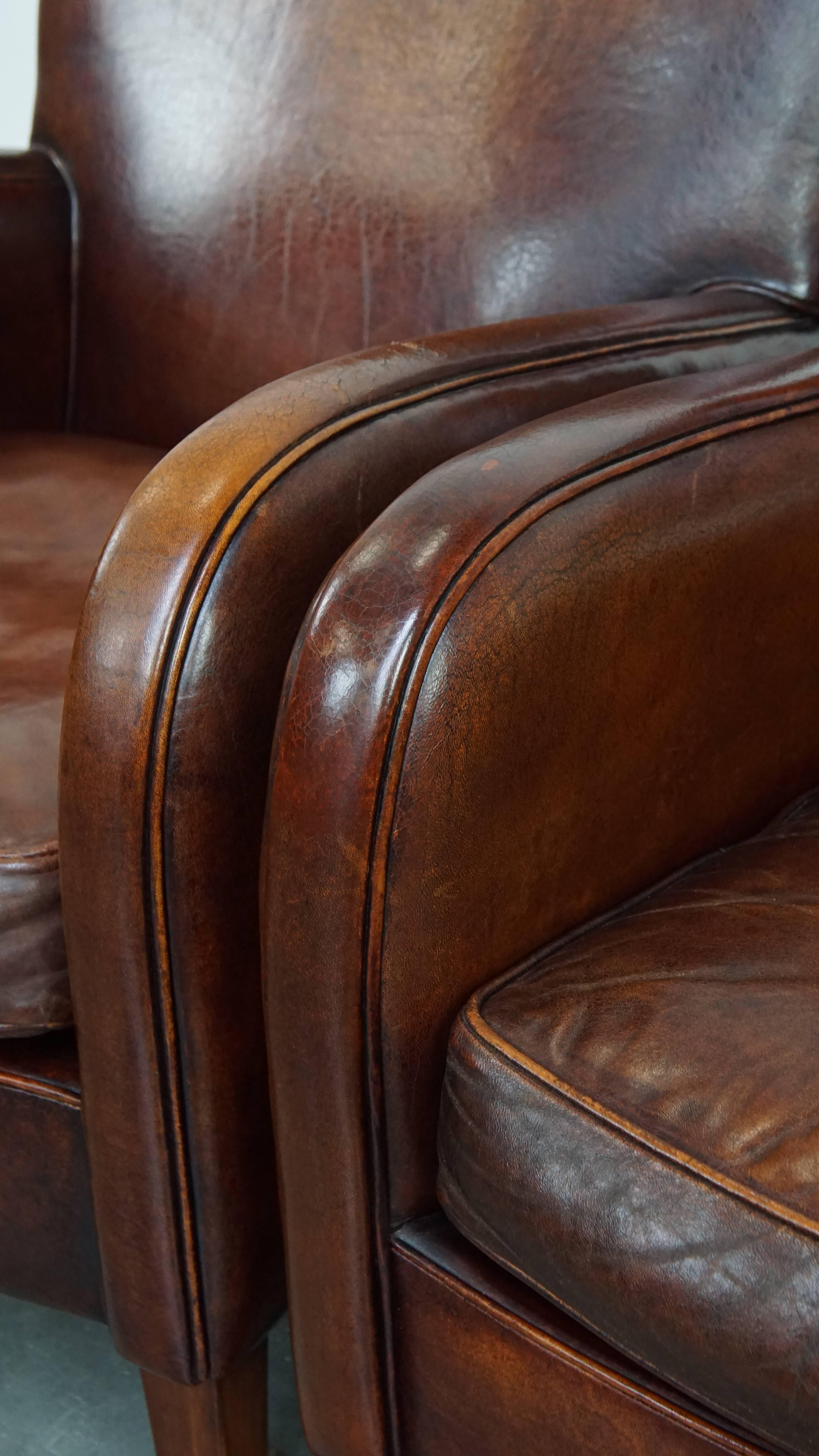 Ensemble de 2 fauteuils en cuir de mouton en vente 7