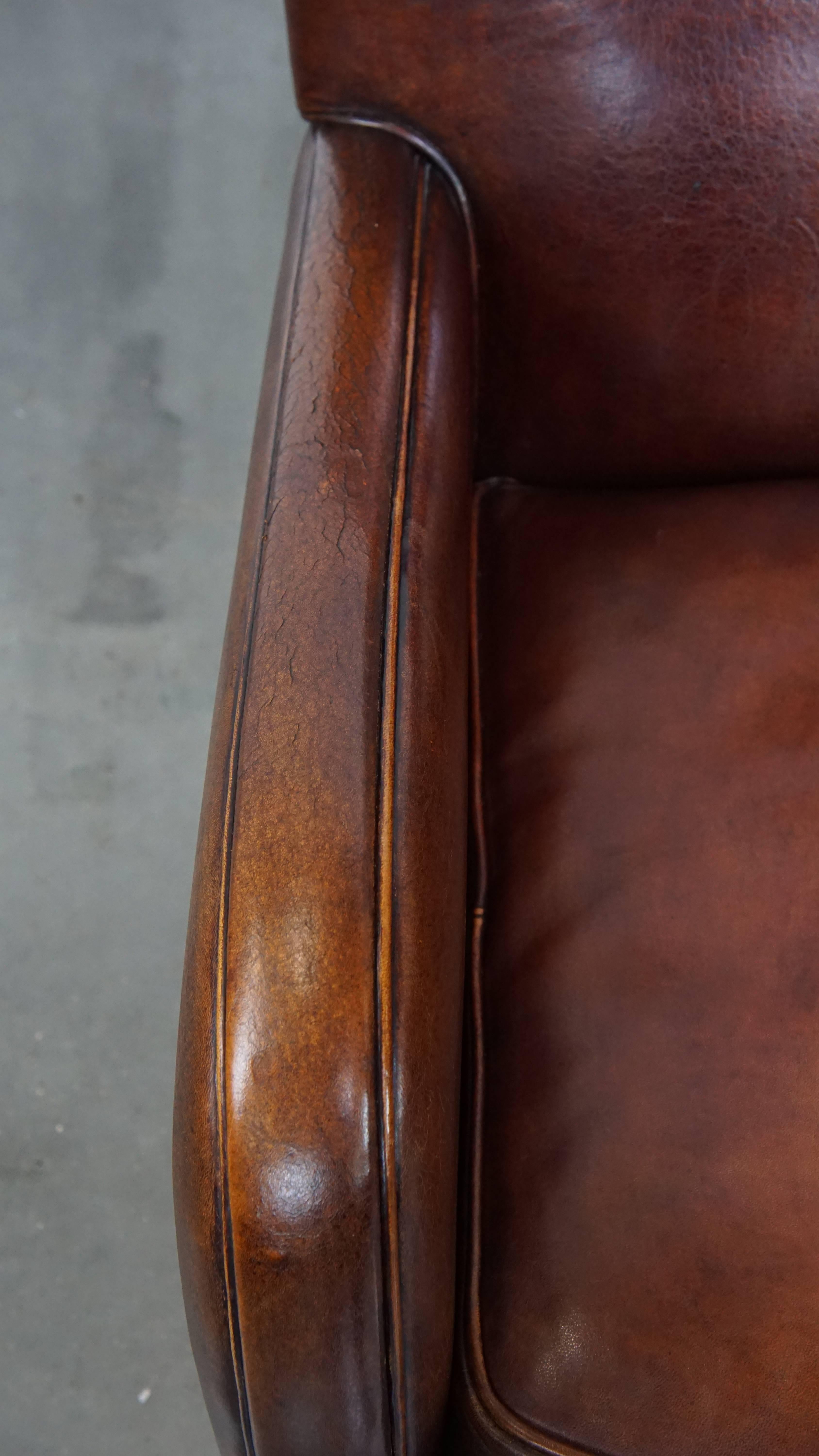 Cuir Ensemble de 2 fauteuils en cuir de mouton en vente