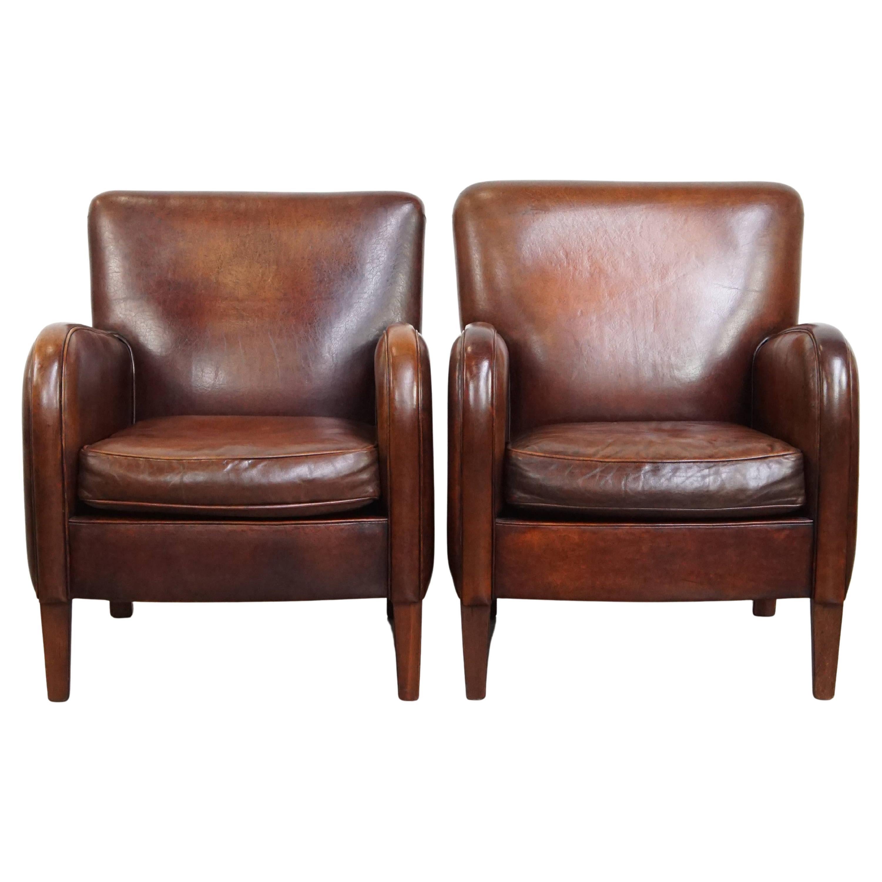 Set of 2 Sheepskin Leather Armchairs