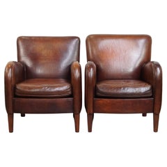 Set of 2 Sheepskin Leather Armchairs