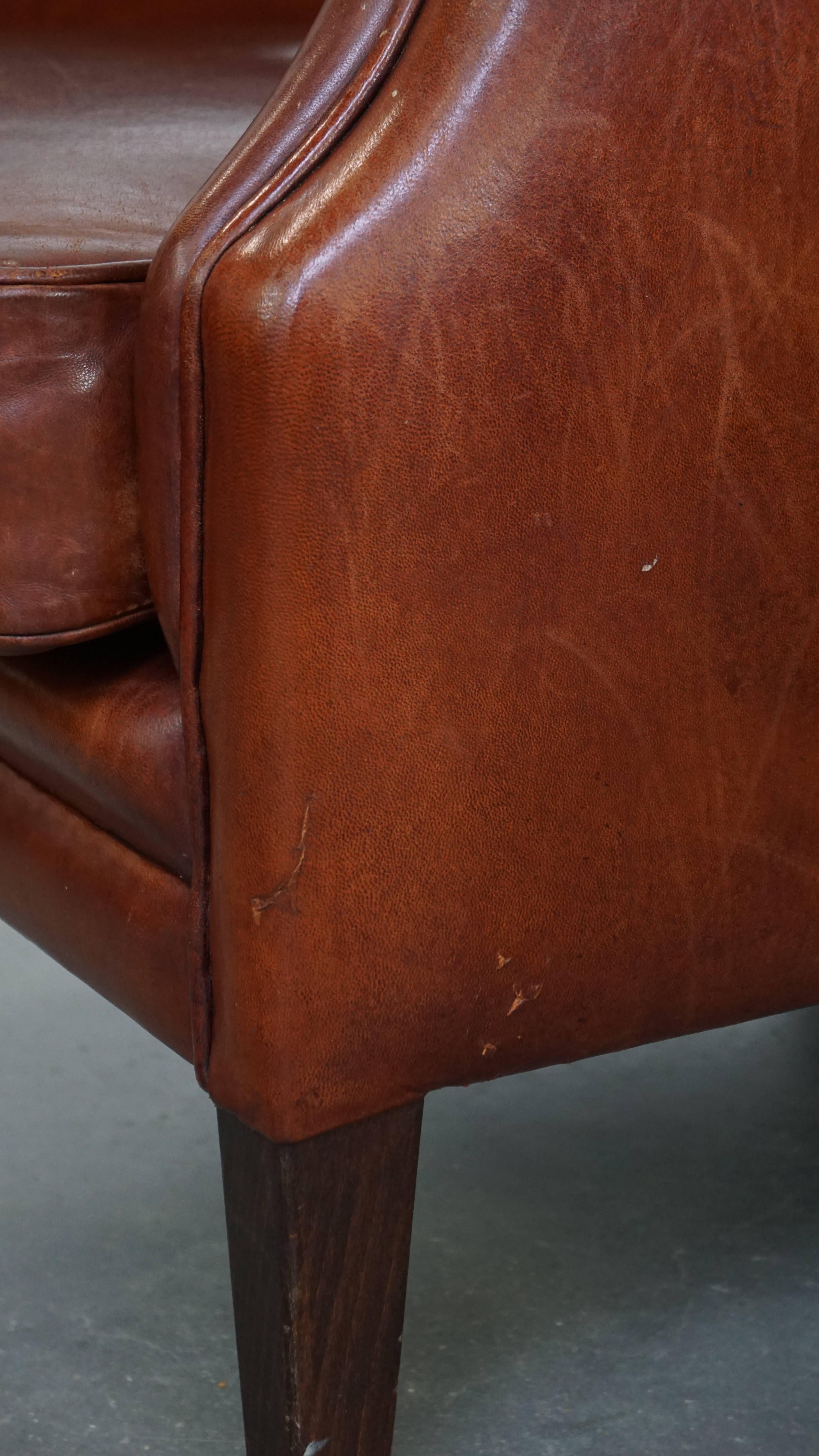 Set of 2 sheepskin leather chesterfield armchairs en venta 8