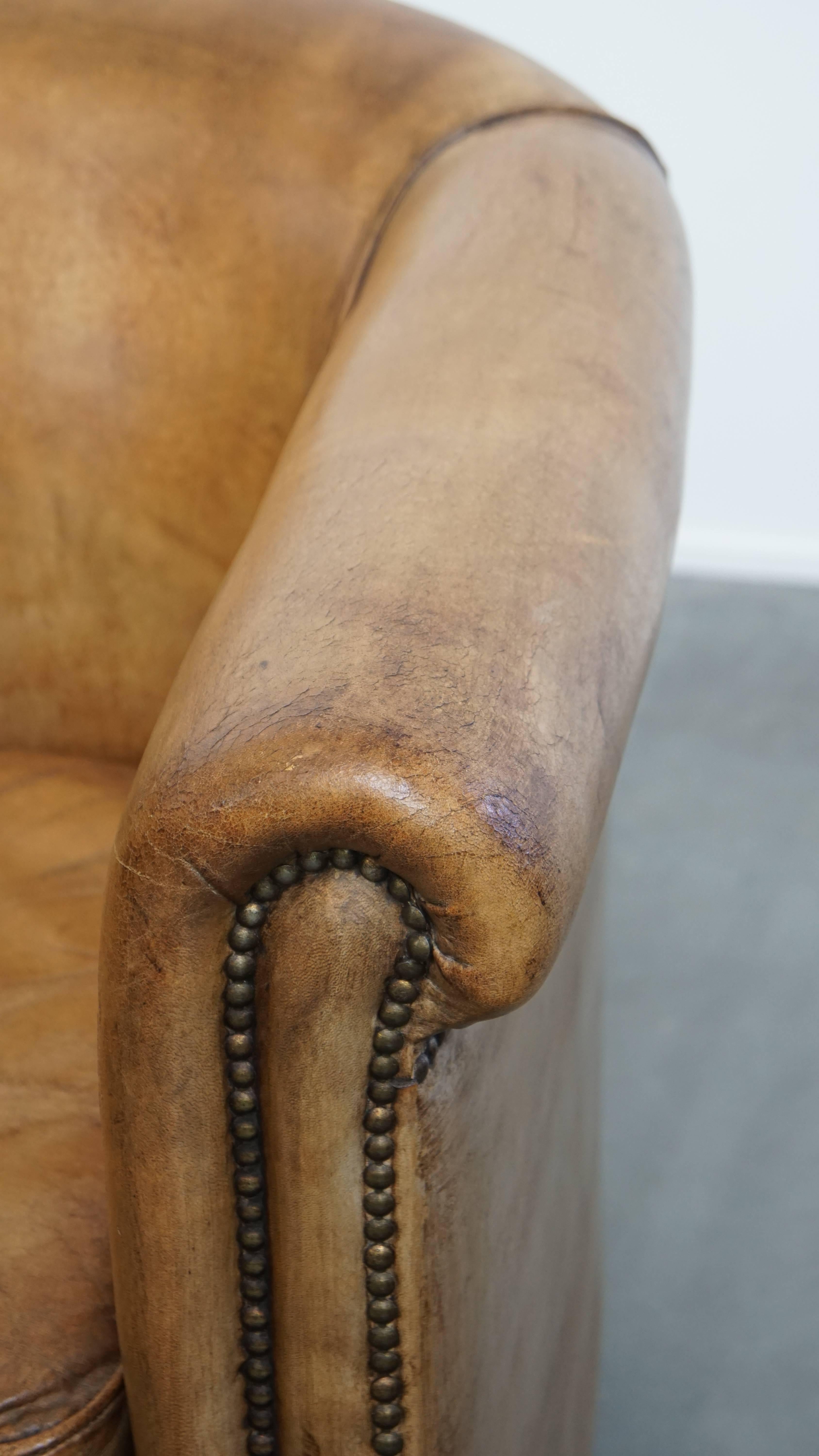 Set of 2 Sheepskin Leather Club Chairs by Nico van Oorschot For Sale 5