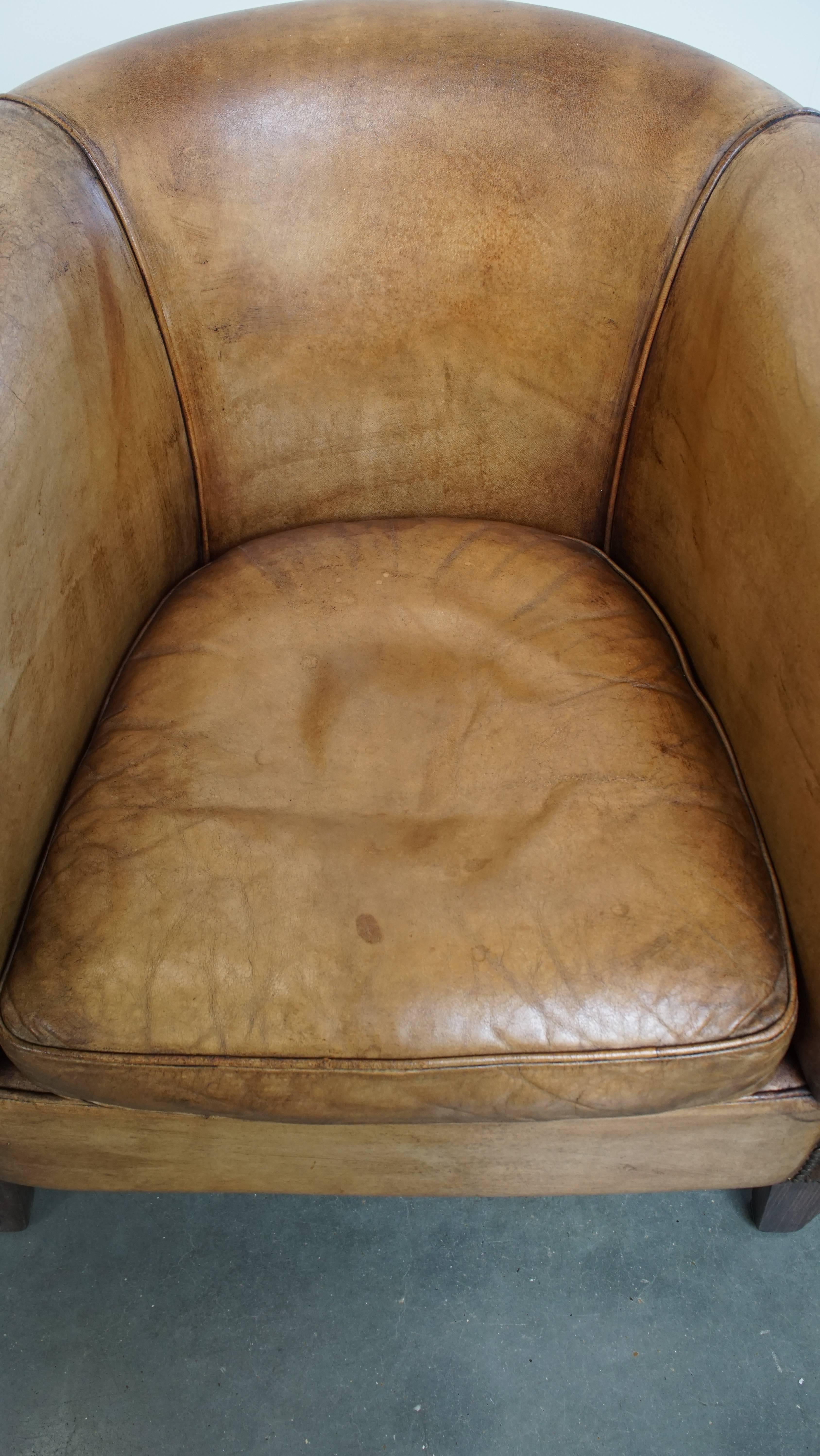 20th Century Set of 2 Sheepskin Leather Club Chairs by Nico van Oorschot For Sale