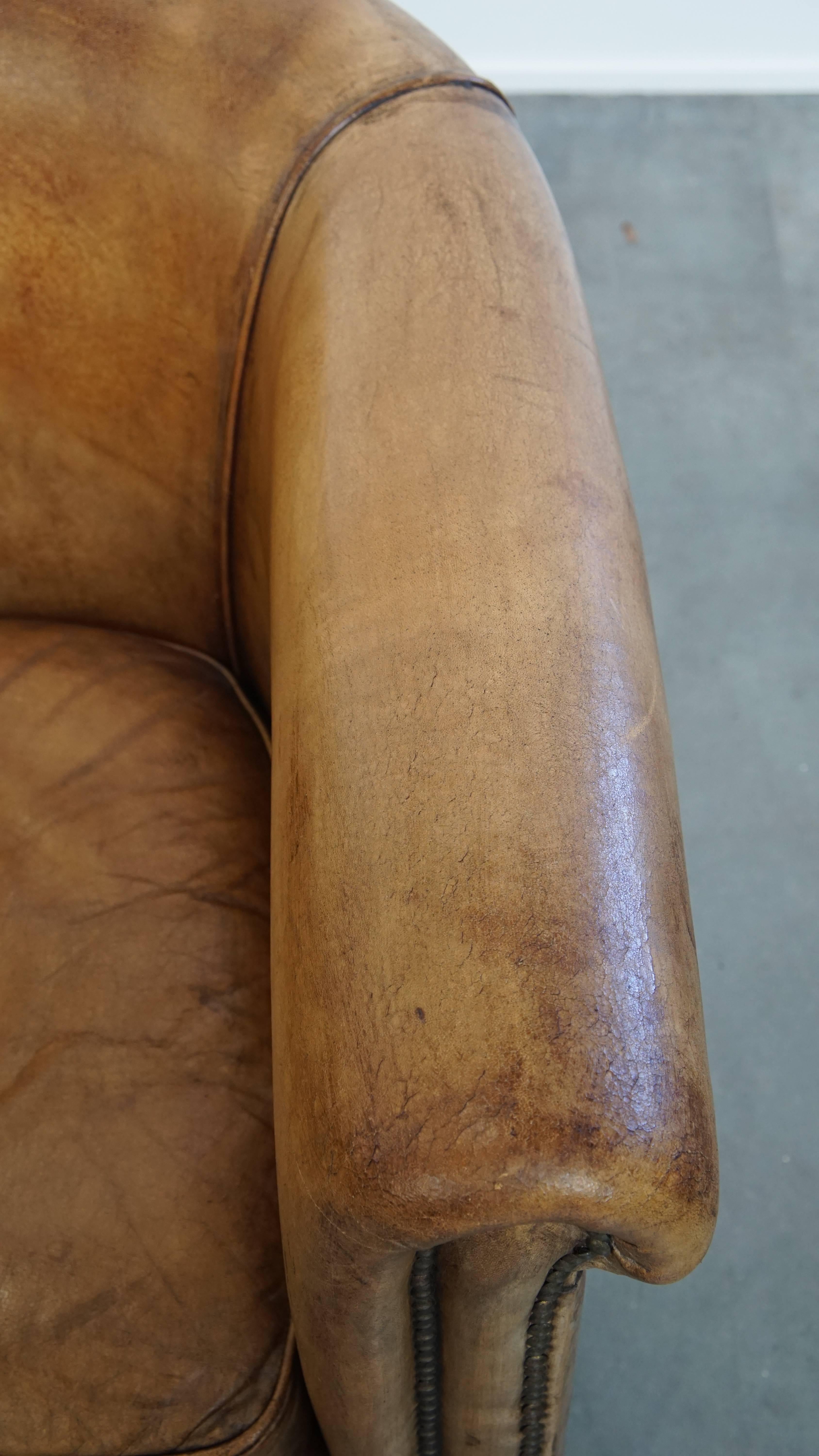 Set of 2 Sheepskin Leather Club Chairs by Nico van Oorschot For Sale 3