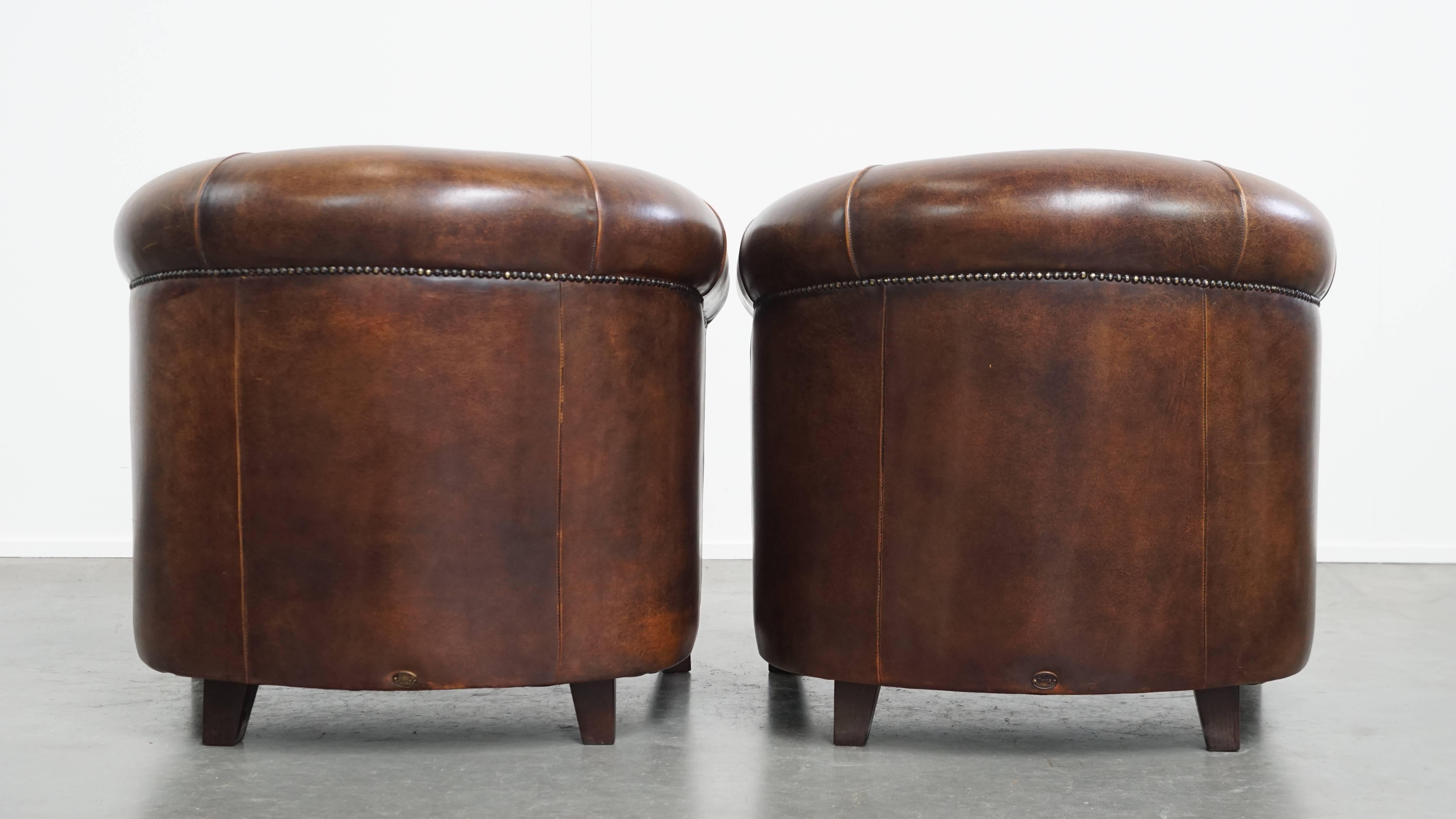 Juego de 2 sillones Club de piel de oveja Romano clásico en venta