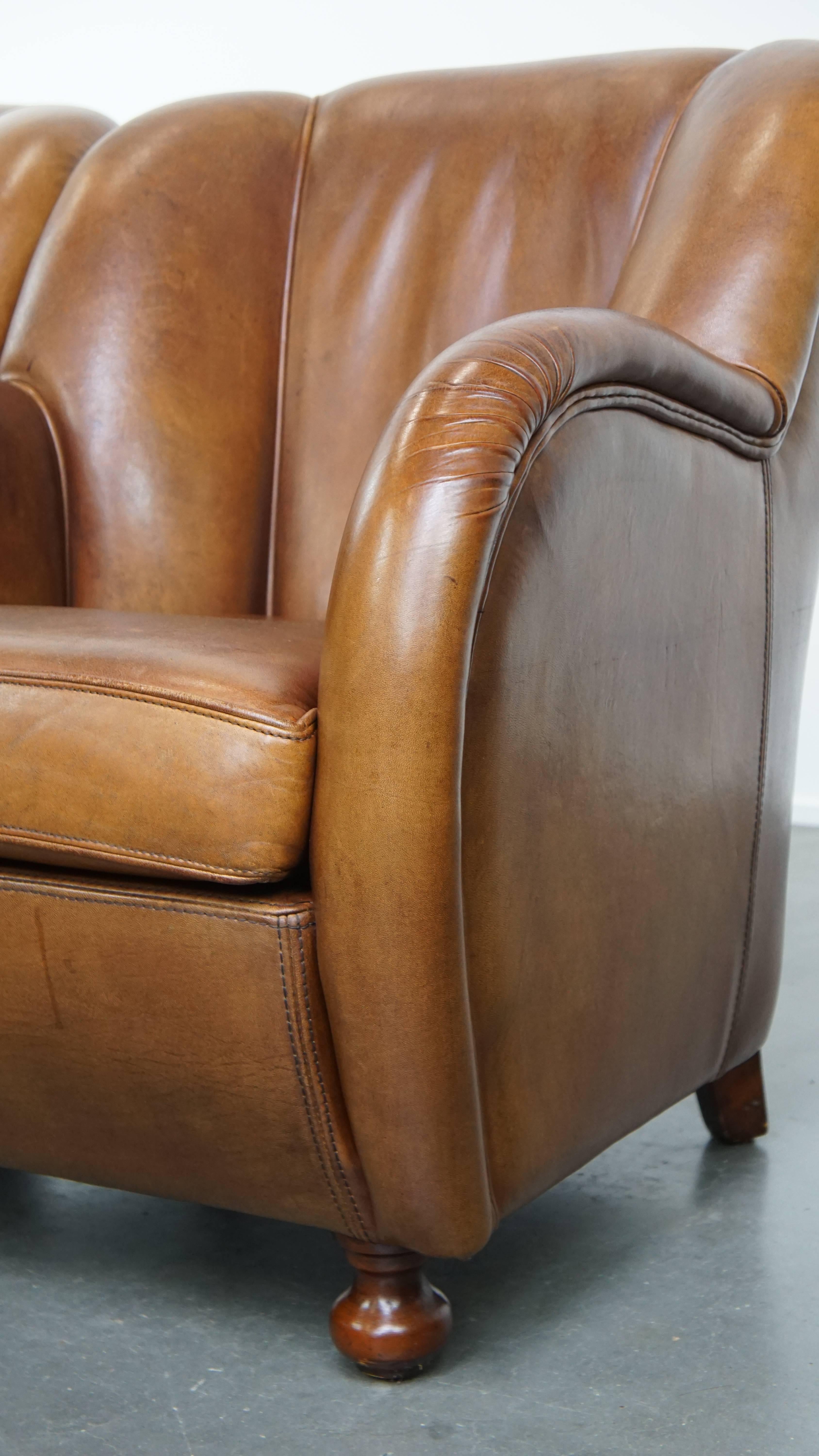 Set of 2 Sheepskin Leather Design Armchairs For Sale 4