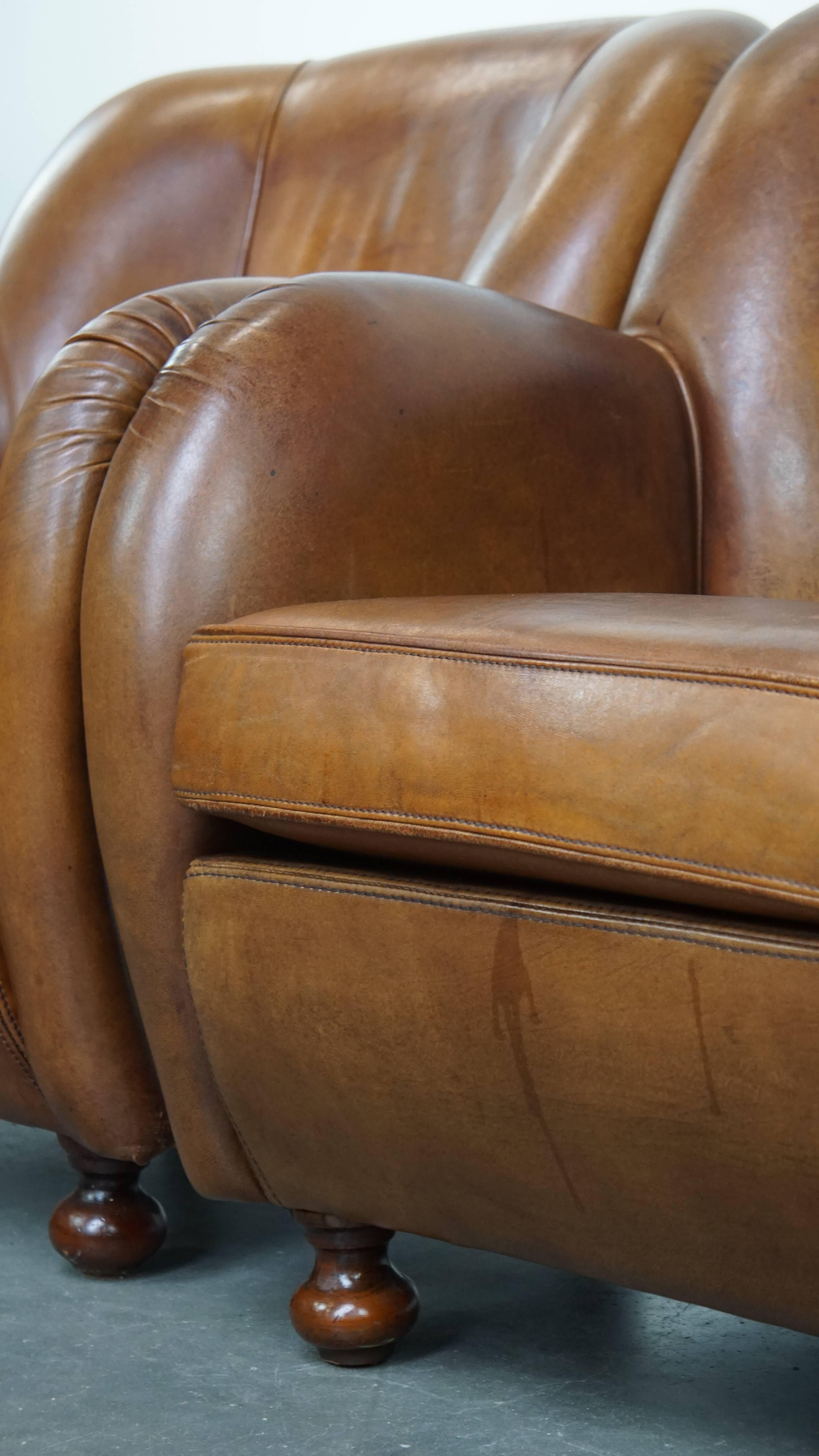 Set of 2 Sheepskin Leather Design Armchairs For Sale 5