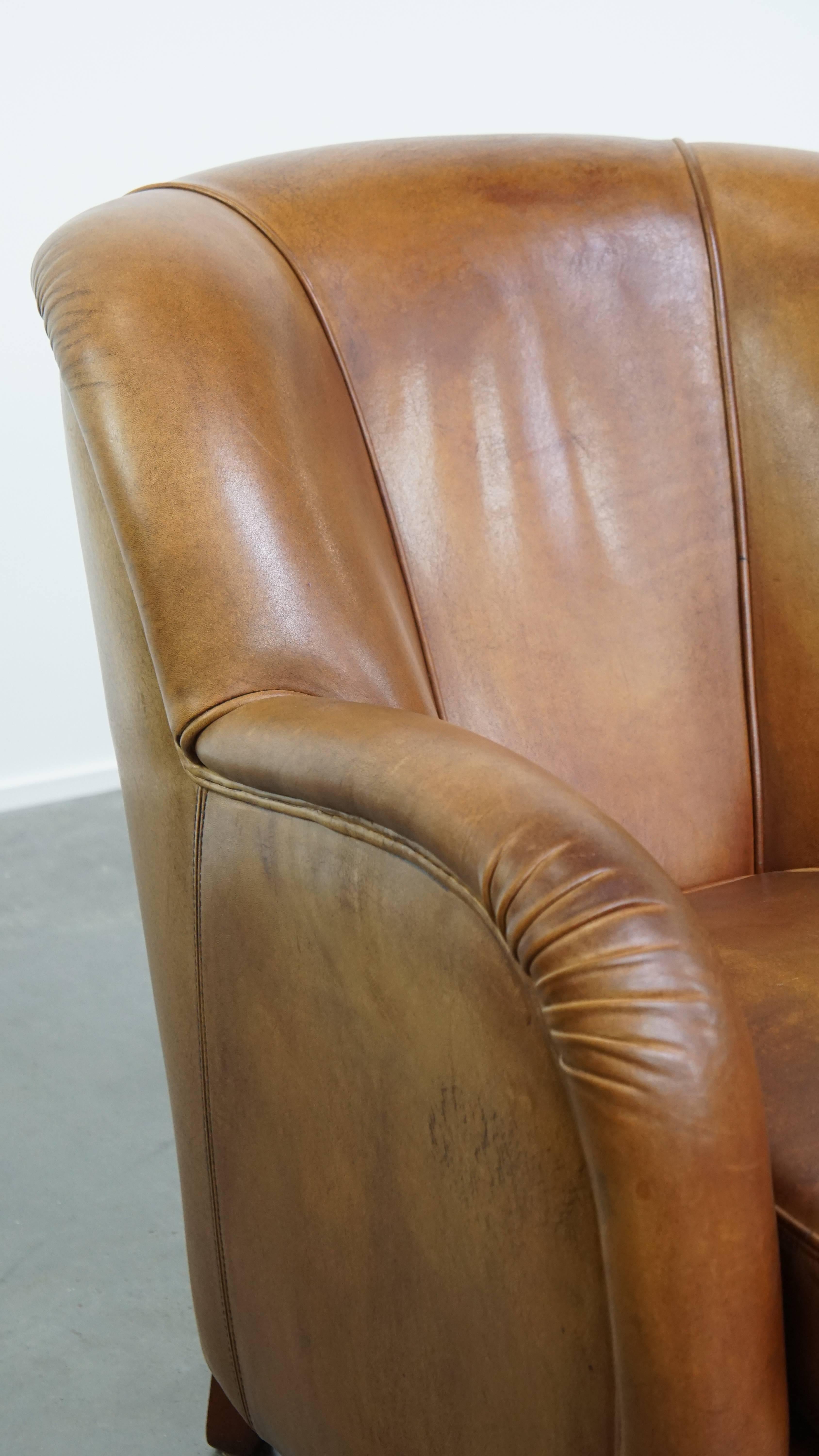 Set of 2 Sheepskin Leather Design Armchairs For Sale 8