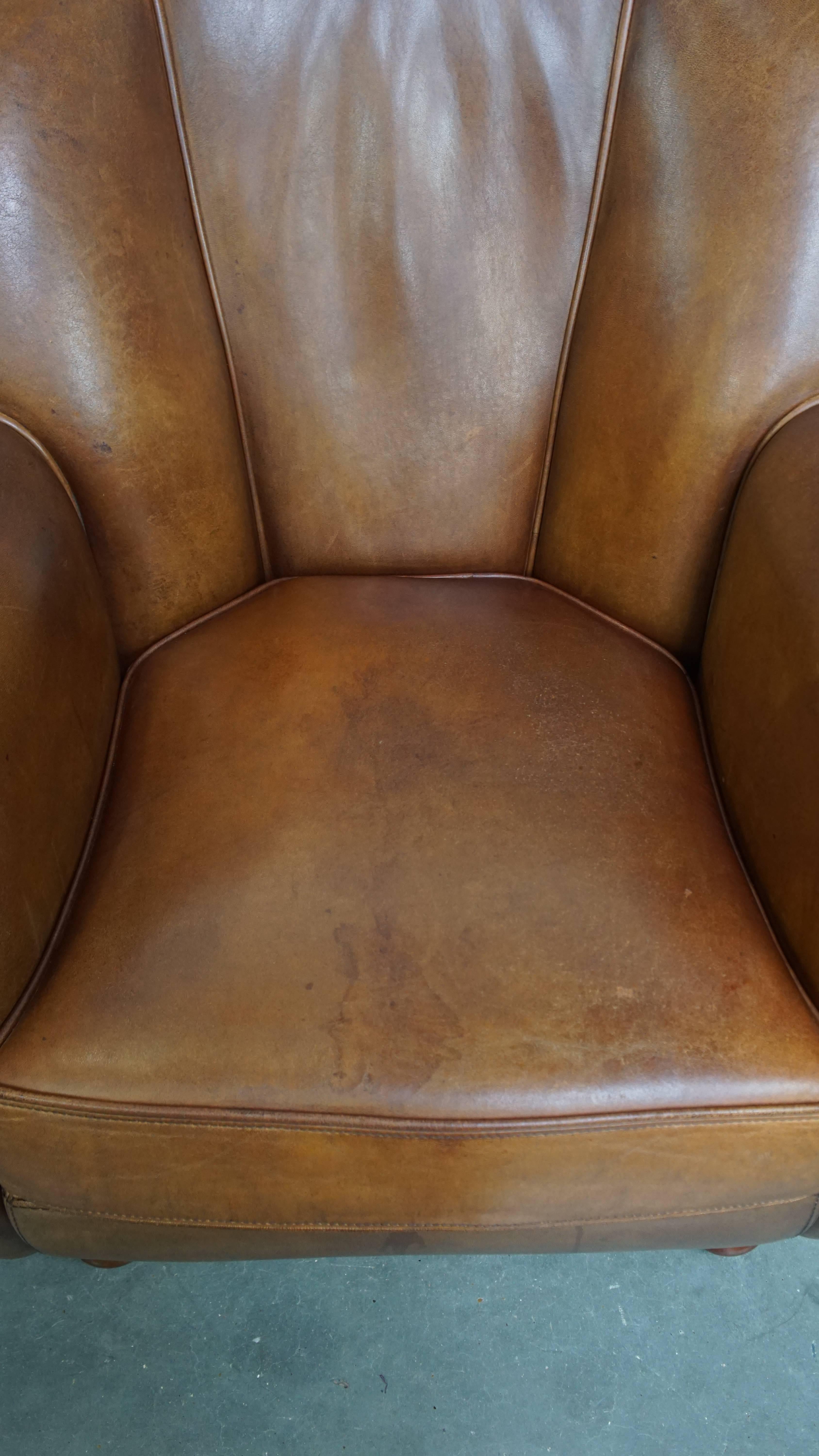 Contemporary Set of 2 Sheepskin Leather Design Armchairs For Sale