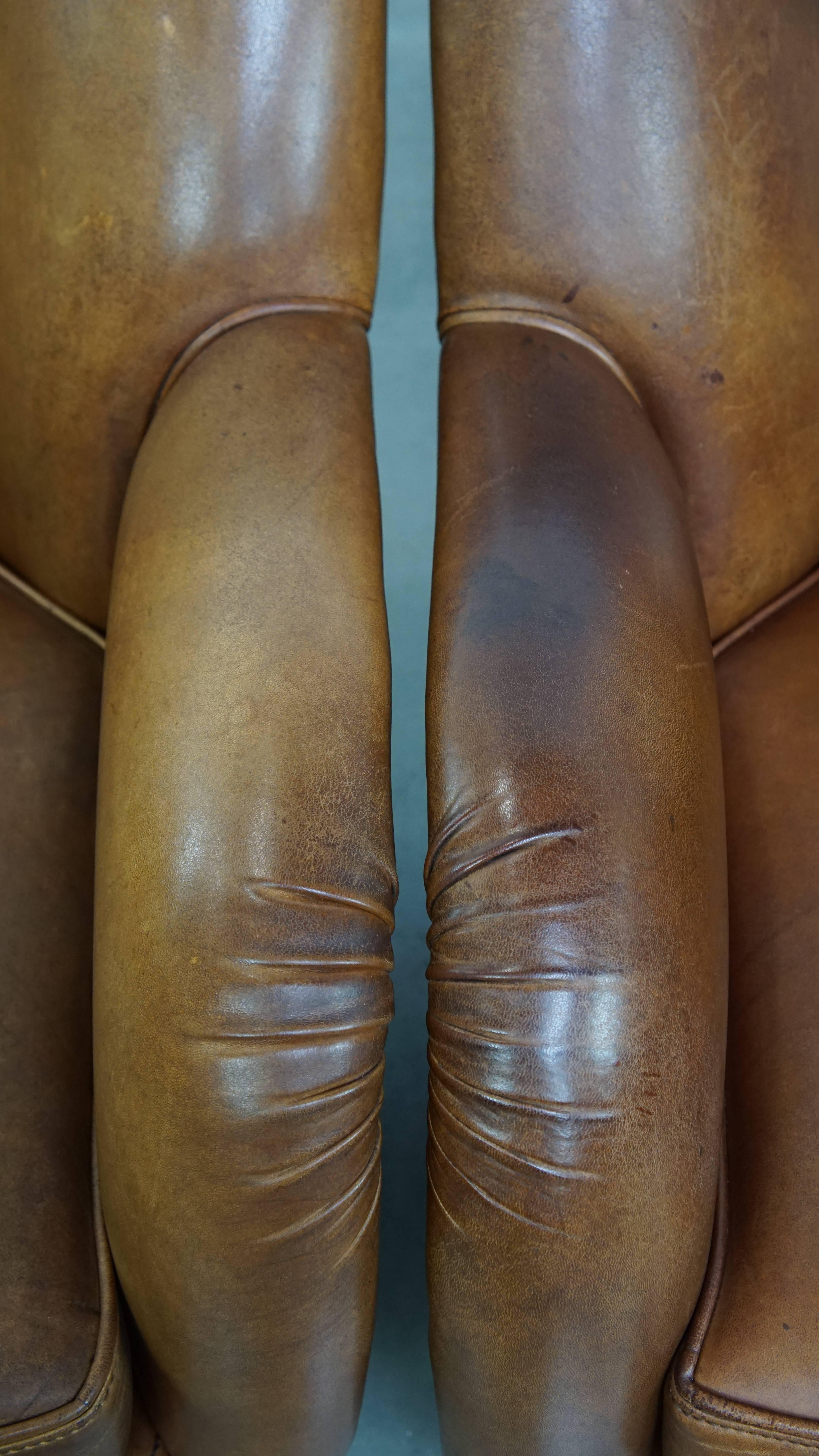 Set of 2 Sheepskin Leather Design Armchairs For Sale 2