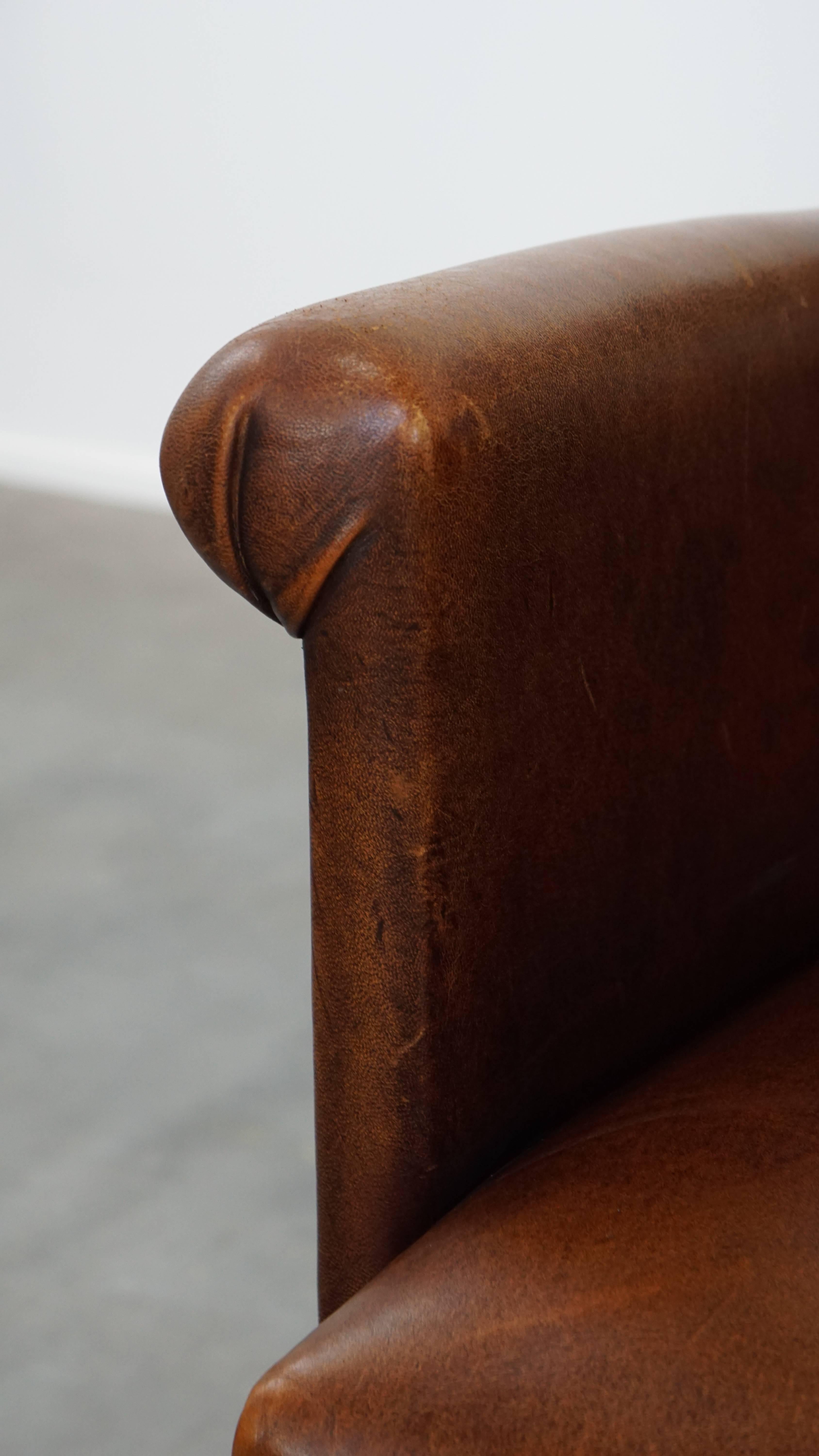 Ensemble de 2 chaises de salle à manger / chaises d'appoint en cuir de mouton avec accoudoirs en vente 6