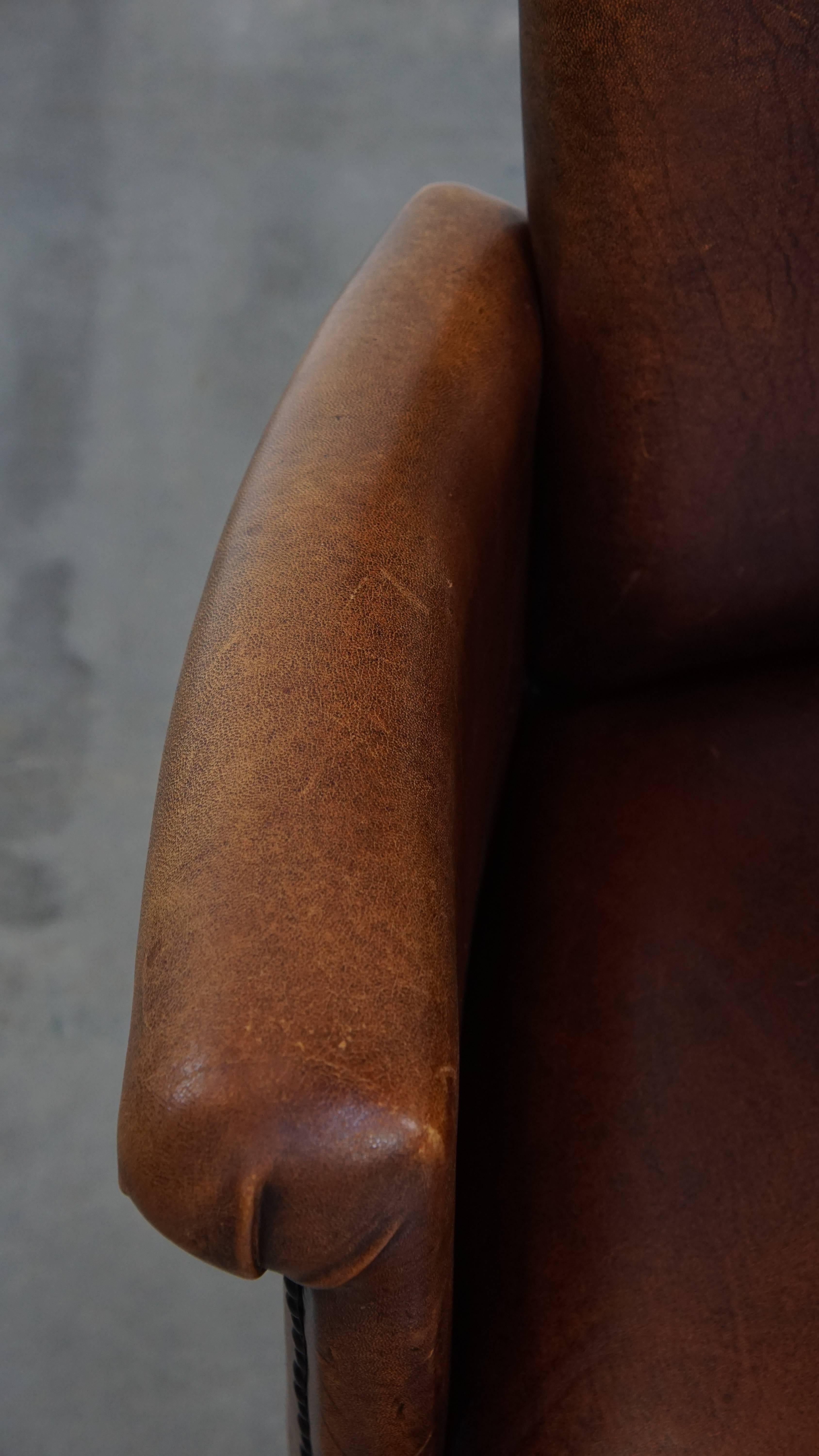 Cuir Ensemble de 2 chaises de salle à manger / chaises d'appoint en cuir de mouton avec accoudoirs en vente