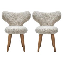 Set di 2 sedie da pranzo bianche WNG con rivestimento in Oak e pelle di pecora di Mazo Design