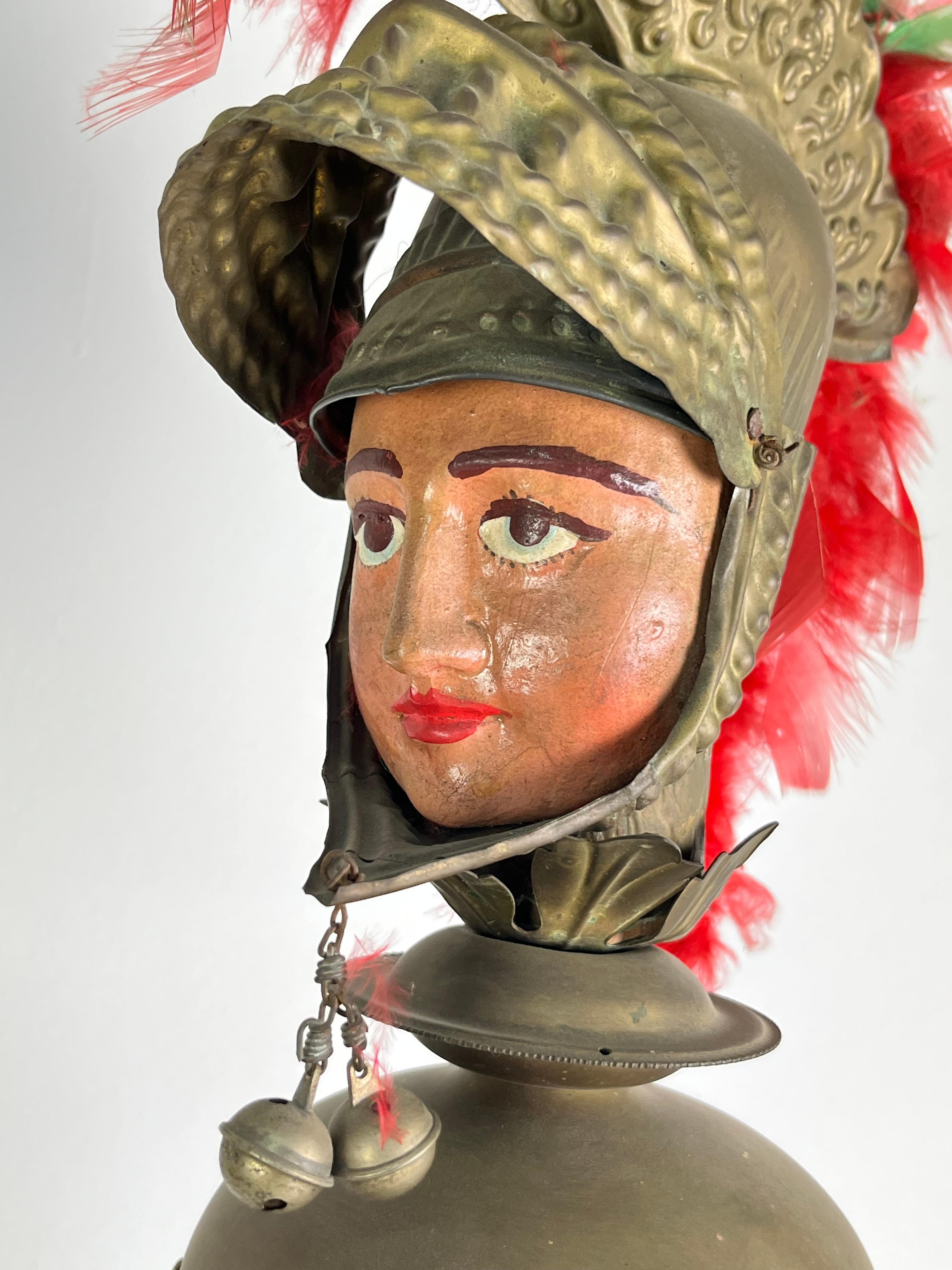 Ensemble de 2 têtes de paladin siciliennes avec base en marbre, années 1940, hauteur 90 cm en vente 11