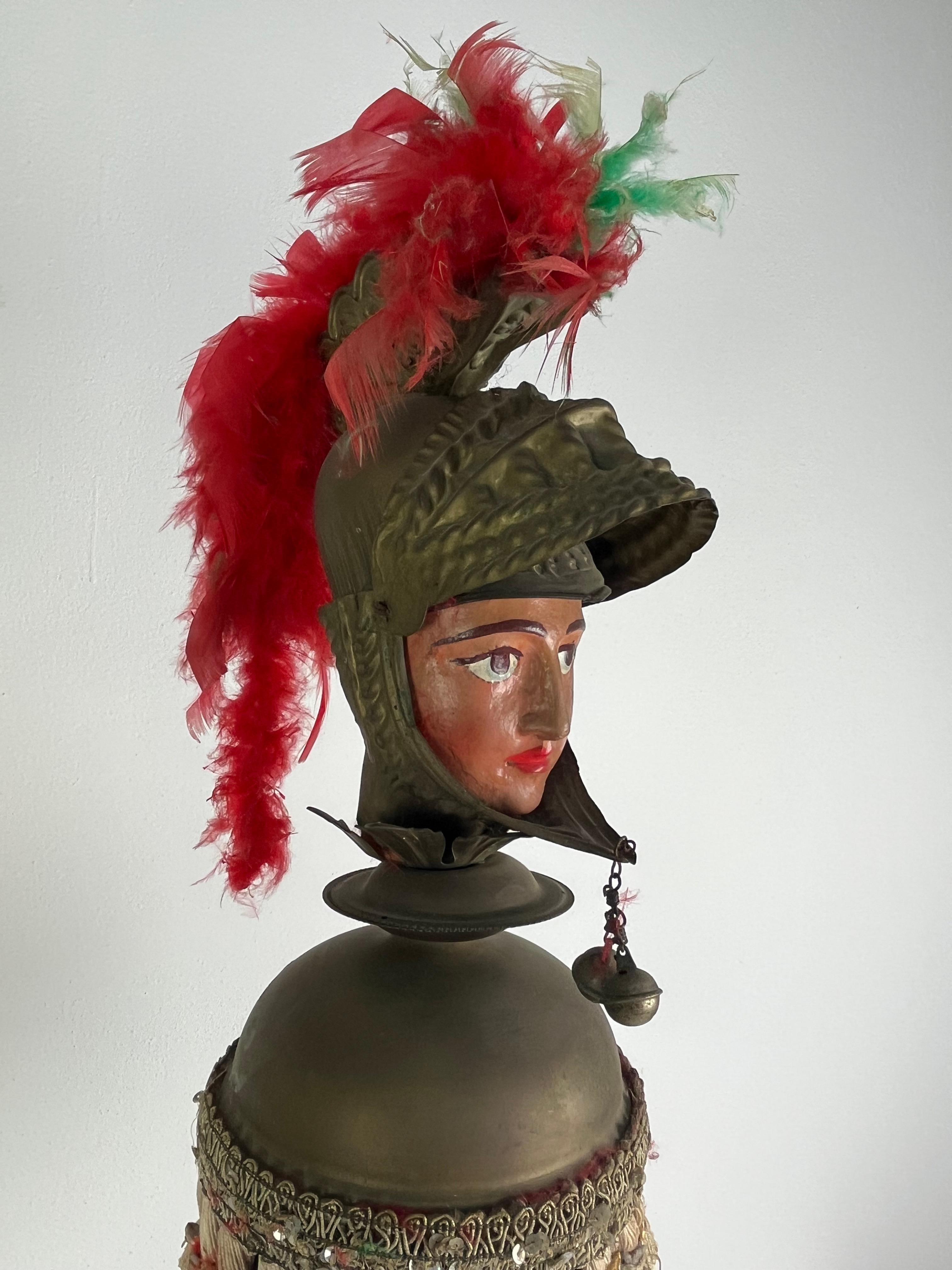 Ensemble de 2 têtes de paladin siciliennes avec base en marbre, années 1940, hauteur 90 cm en vente 1