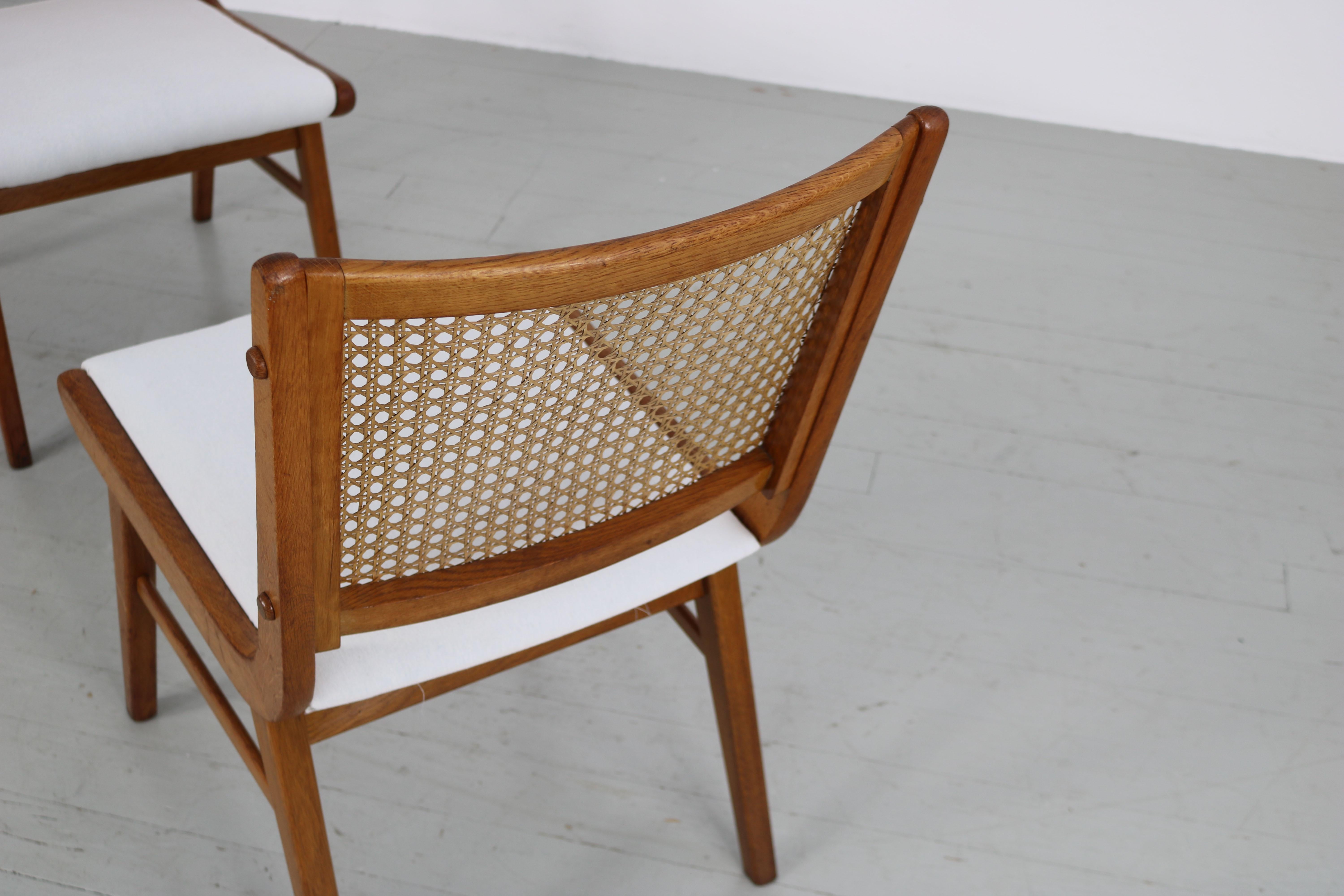 Set of 2 Sidechairs with Viennese Wicker, 1950's For Sale 6