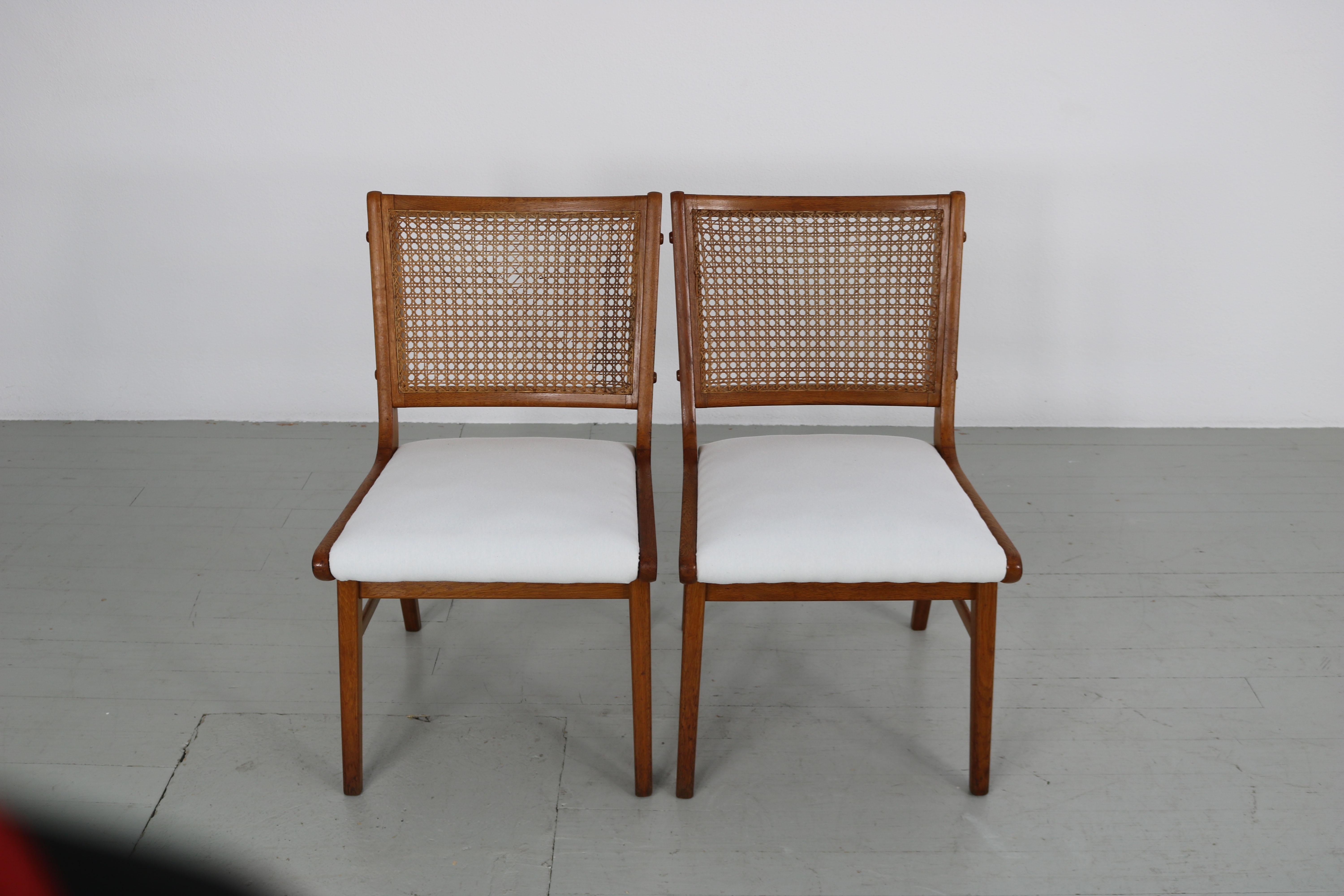 Set of 2 Sidechairs with Viennese Wicker, 1950's For Sale 11